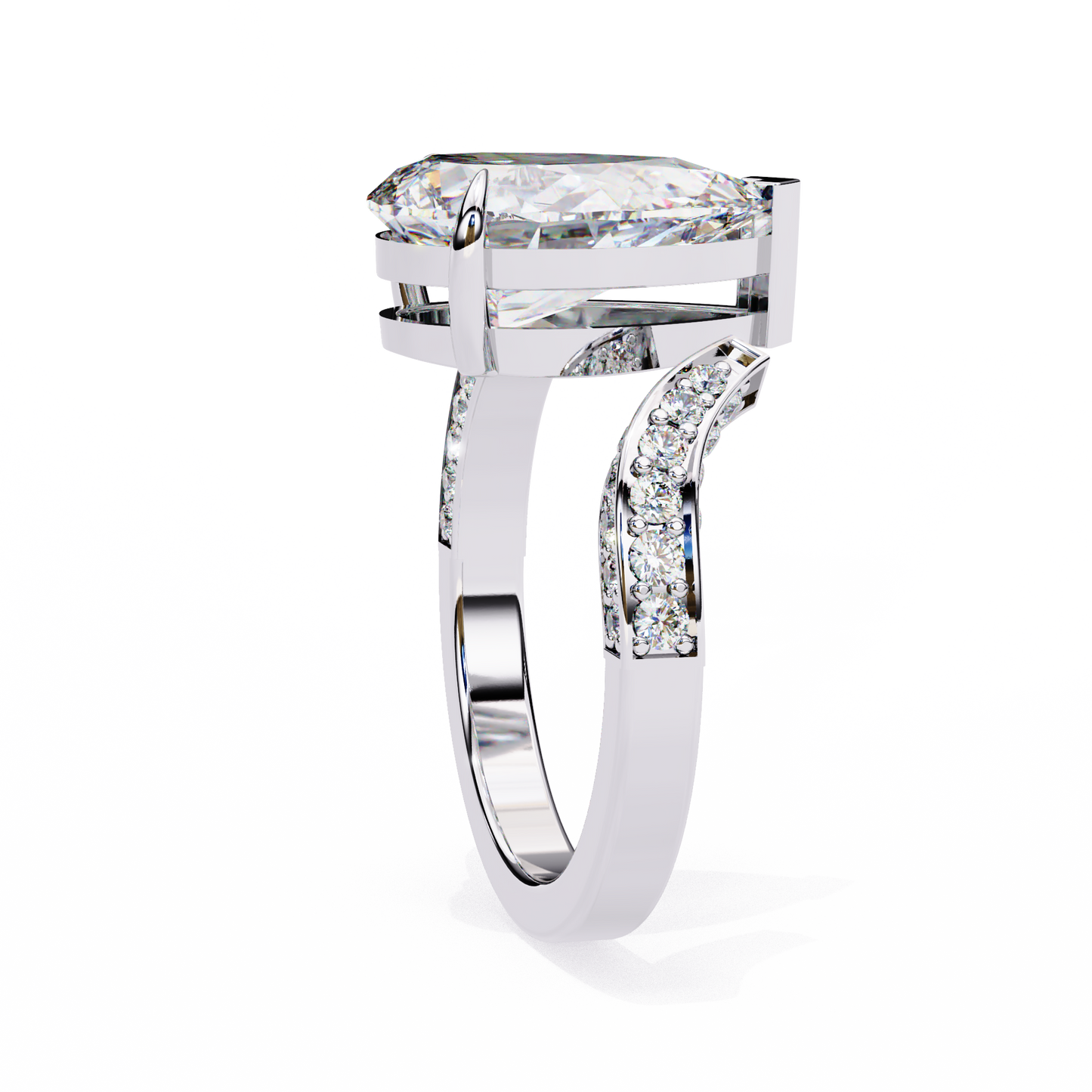 Lab Grown Diamond Solitaire Ring Pear Stone (3.60ct) In 14K Gold