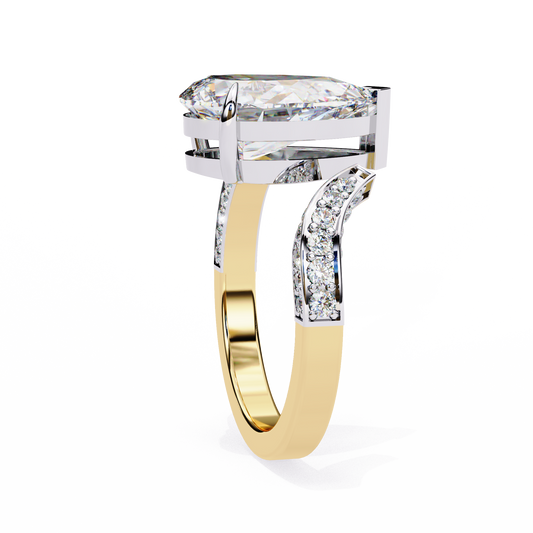 Lab Grown Diamond Solitaire Ring Pear Stone (3.60ct) In 14K Gold