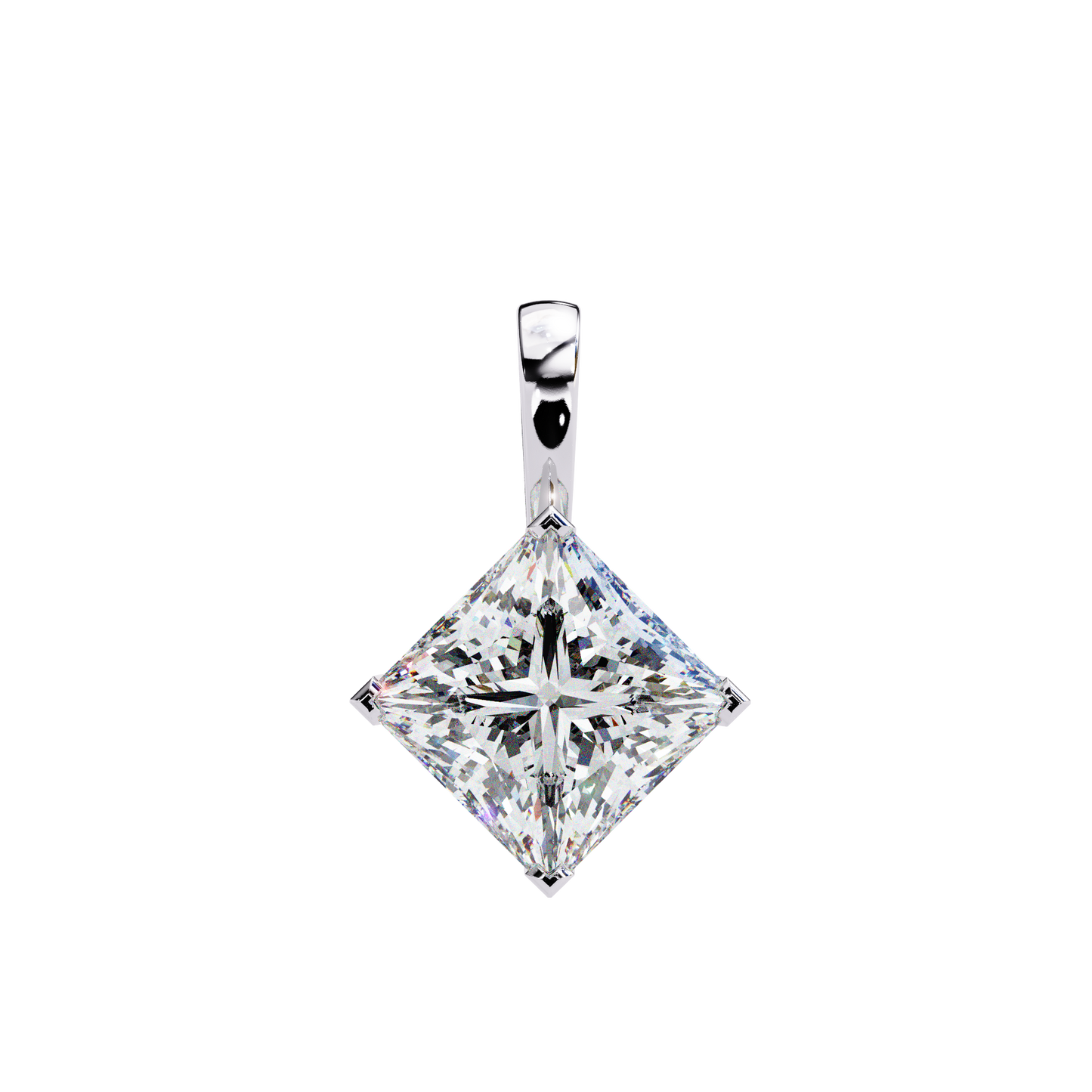 Lab Grown Diamond Pendant Princess Stone (2.87ct Pair ) In 14K Gold Without Chain