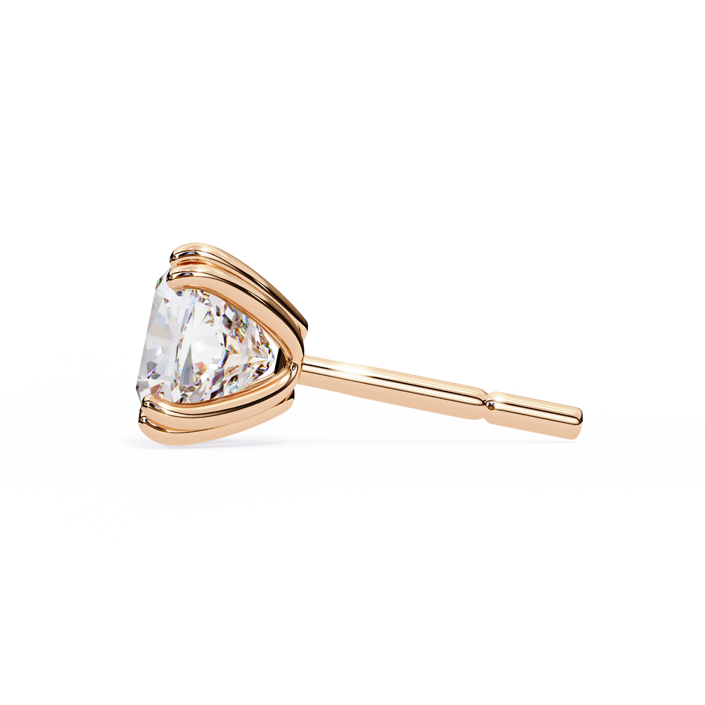 LGD Solitaire Ear Studs Cushion Square Stone (2.24ct) In 14K Gold