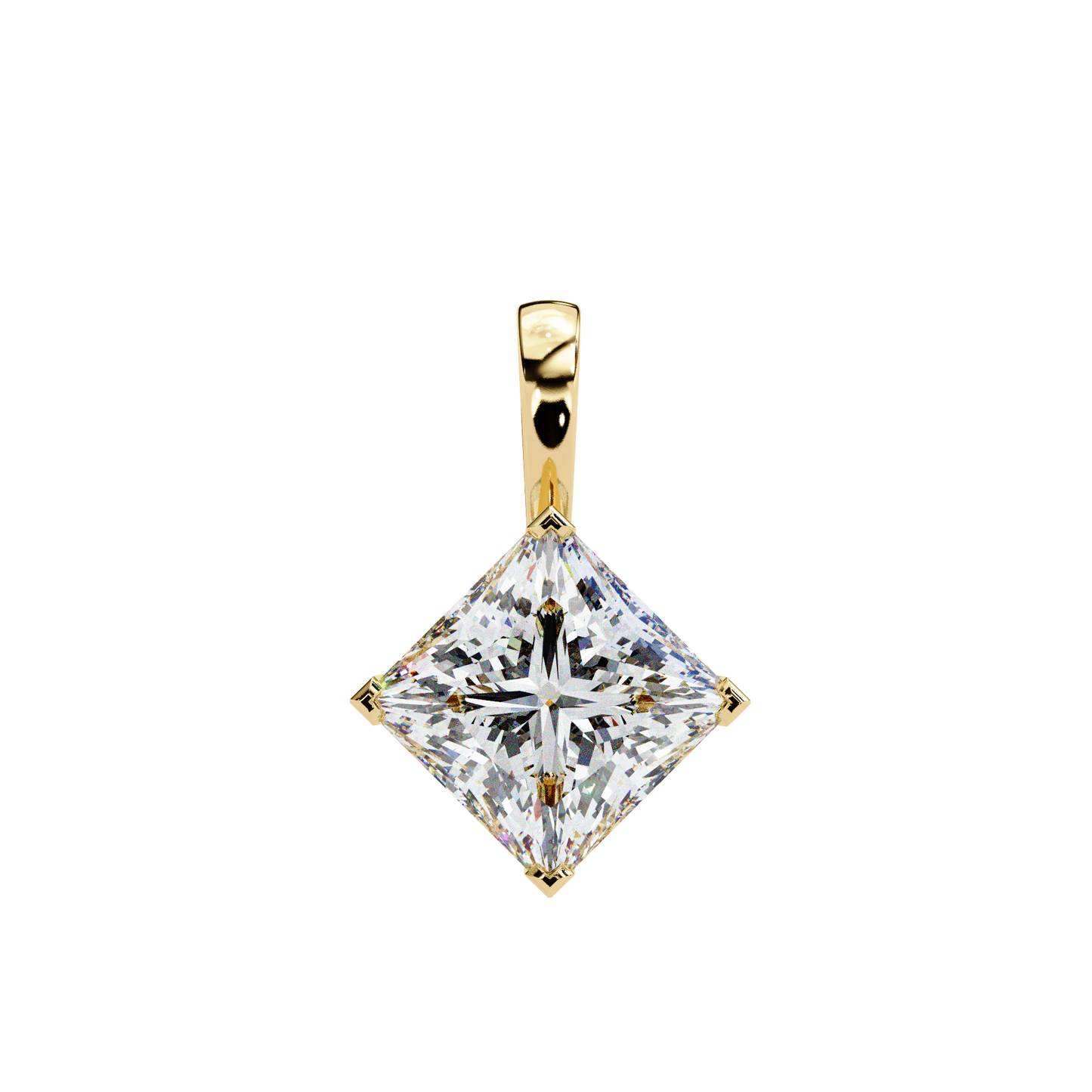 Lab Grown Diamond Pendant Princess Stone (2.87ct Pair ) In 14K Gold Without Chain