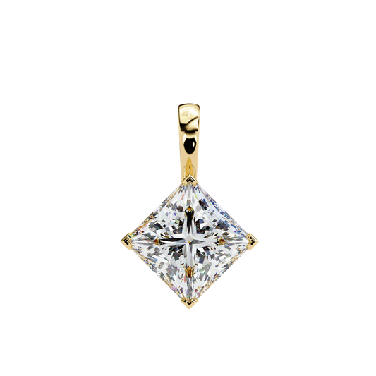 Lab Grown Diamond Pendant Princess Stone (2.87ct Pair ) In 14K Gold Without Chain