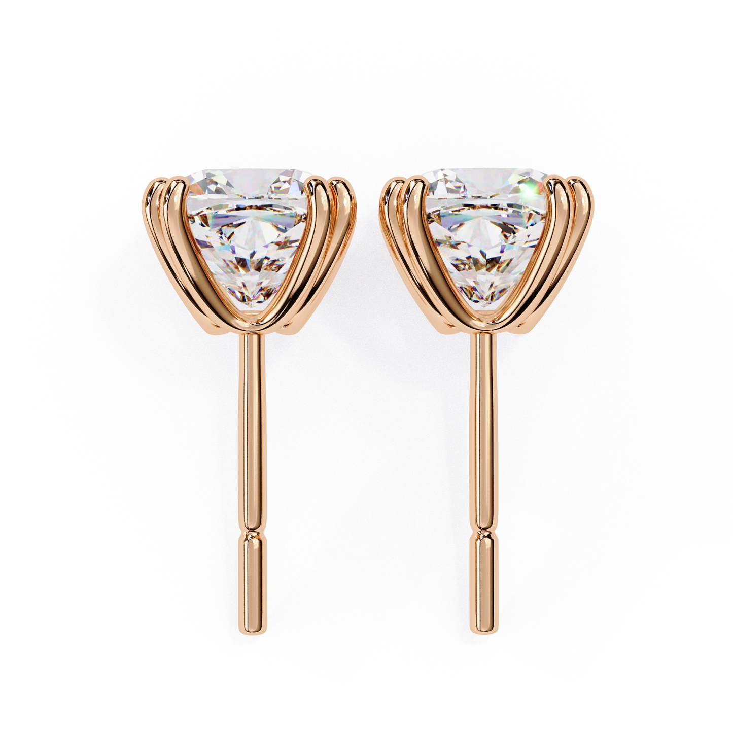 LGD Solitaire Ear Studs Cushion Square Stone (2.24ct) In 14K Gold