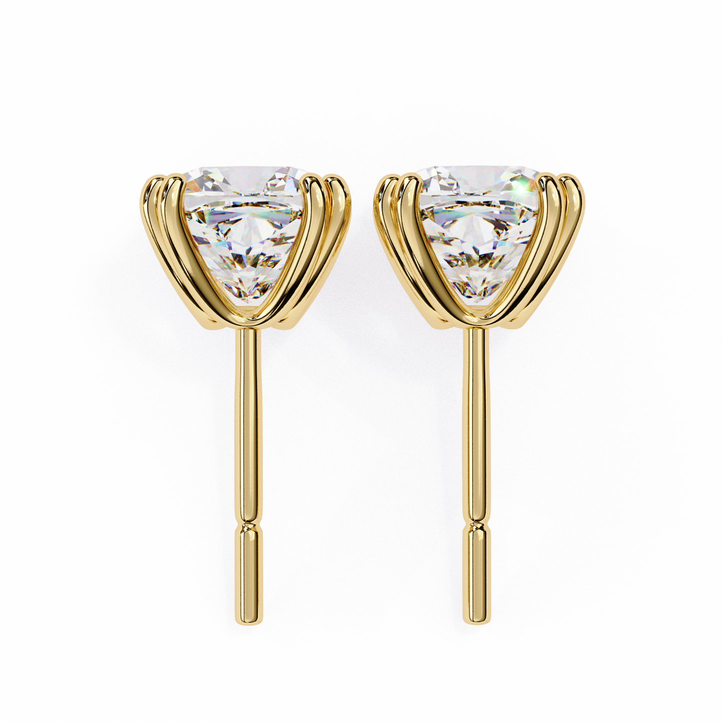 LGD Solitaire Ear Studs Cushion Square Stone (2.24ct) In 14K Gold