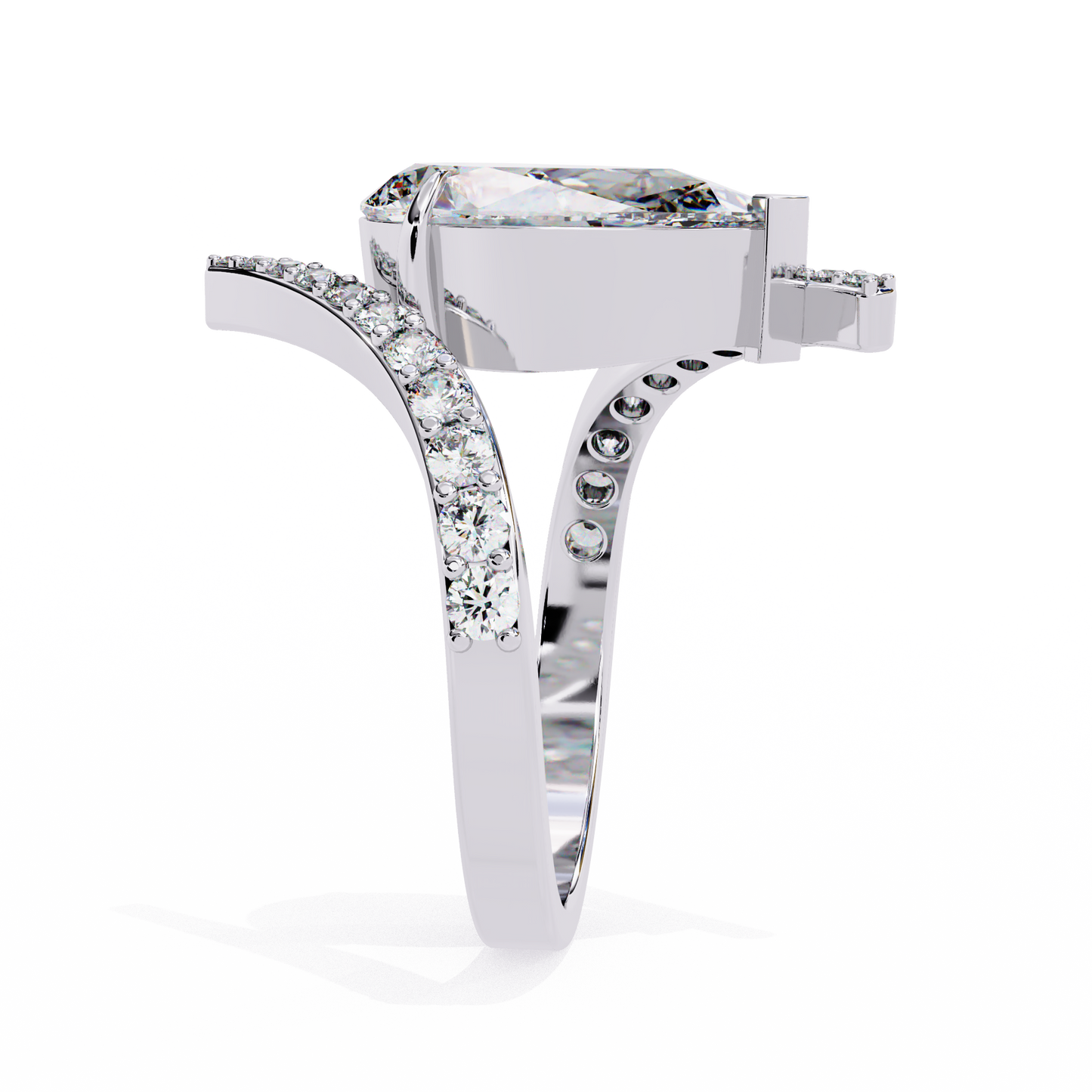 Lab Grown Diamond Solitaire Ring Pear Stone (3.50ct) In 14K Gold