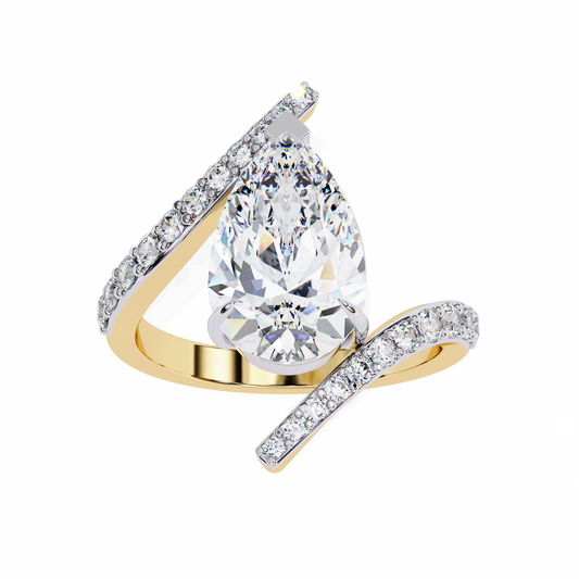 Lab Grown Diamond Solitaire Ring Pear Stone (3.50ct) In 14K Gold