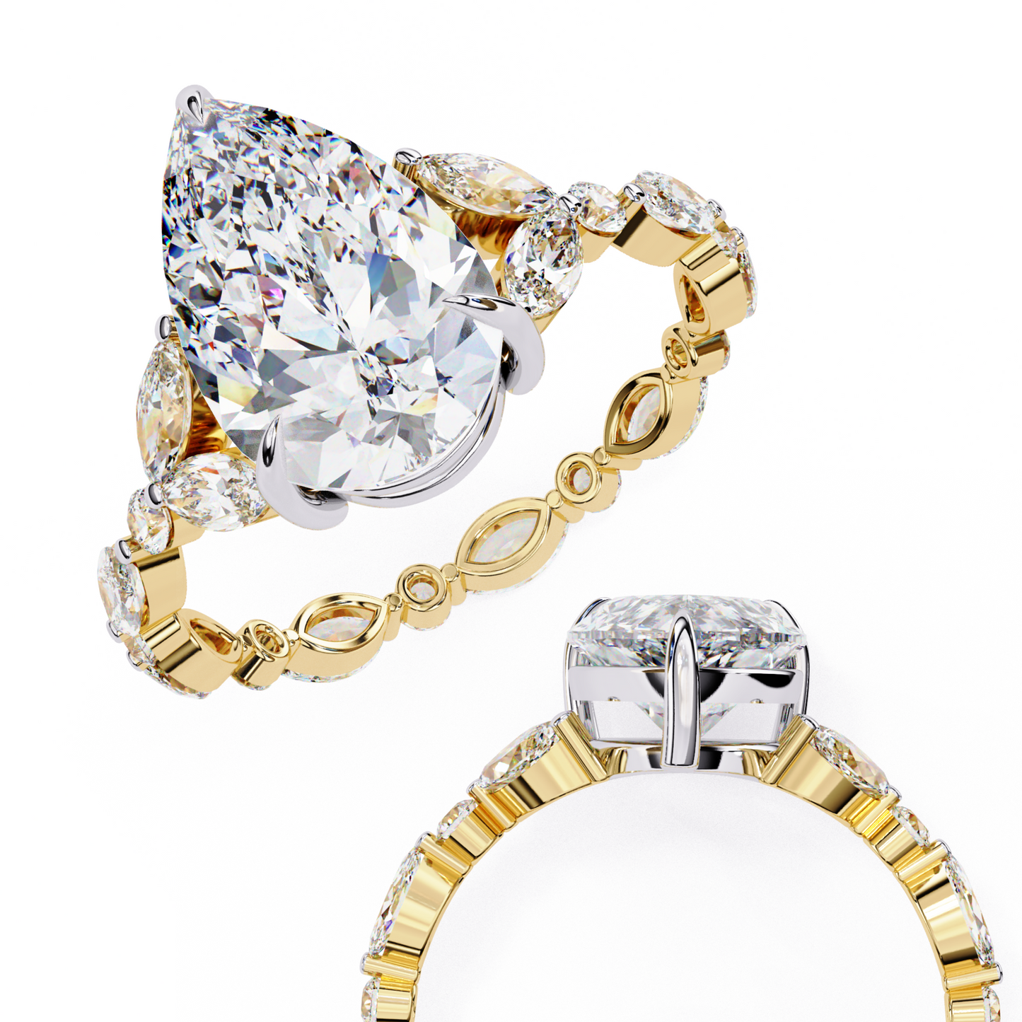 LGD Solitaire Ring Pear Stone (3.97ct) In 14K Gold #LGD-PE-CD161