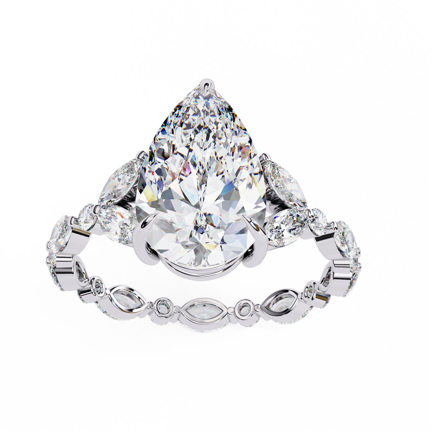 LGD Solitaire Ring Pear Stone (3.97ct) In 14K Gold #LGD-PE-CD161