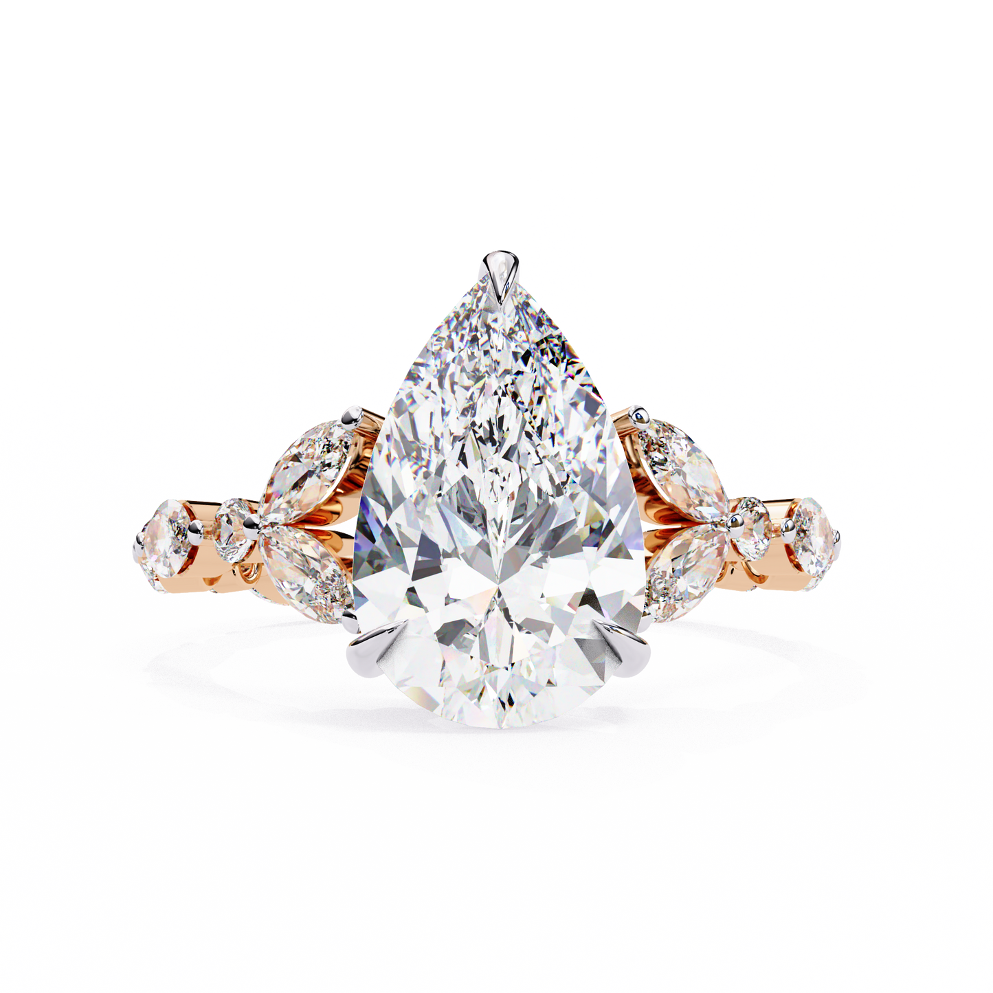 LGD Solitaire Ring Pear Stone (3.97ct) In 14K Gold #LGD-PE-CD161