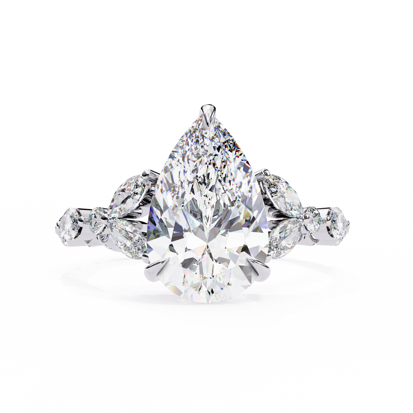 LGD Solitaire Ring Pear Stone (3.97ct) In 14K Gold #LGD-PE-CD161