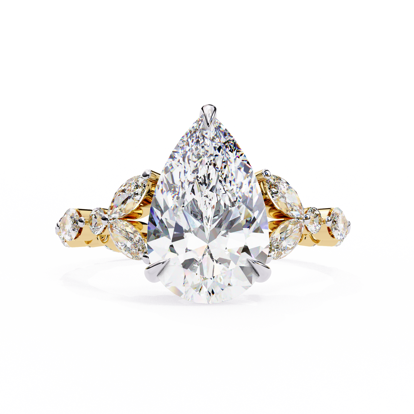 LGD Solitaire Ring Pear Stone (3.97ct) In 14K Gold #LGD-PE-CD161