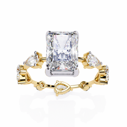 Lab Grown Diamond Solitaire Ring Radiant Stone (3.71ct) In 14K Gold