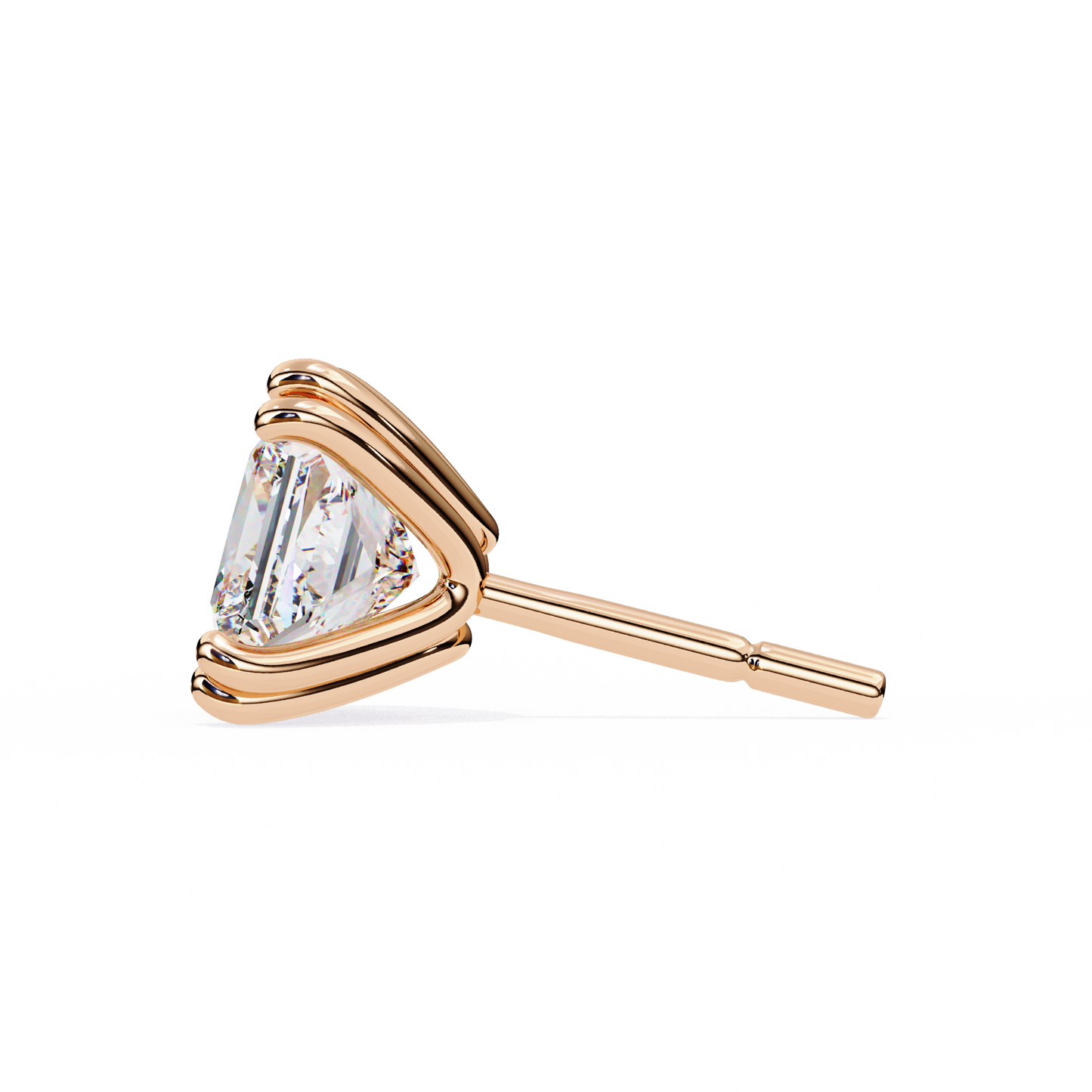 LGD Solitaire Ear Studs Princess Stone (2.4ct Pair) In 14K Gold