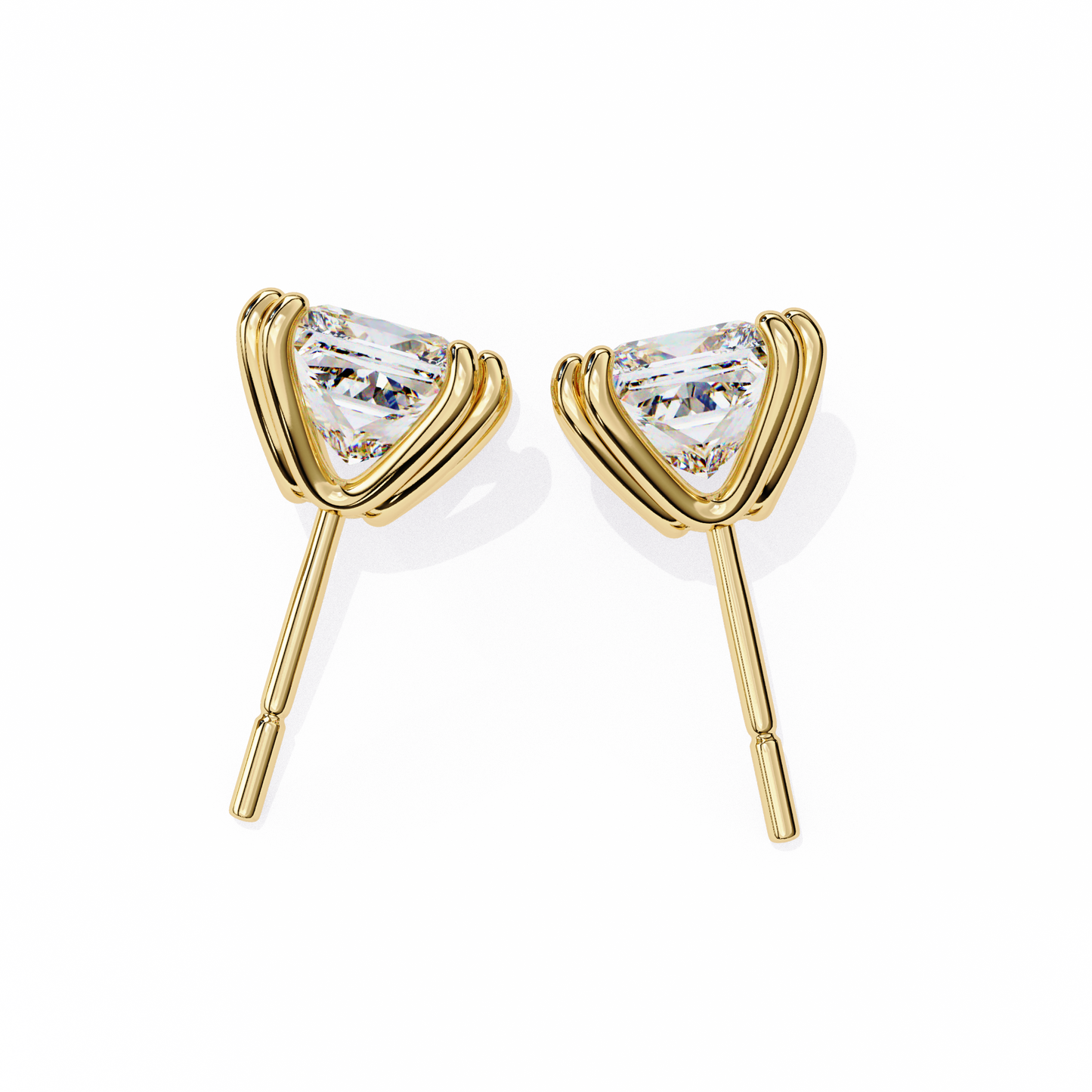 LGD Solitaire Ear Studs Princess Stone (2.4ct Pair) In 14K Gold
