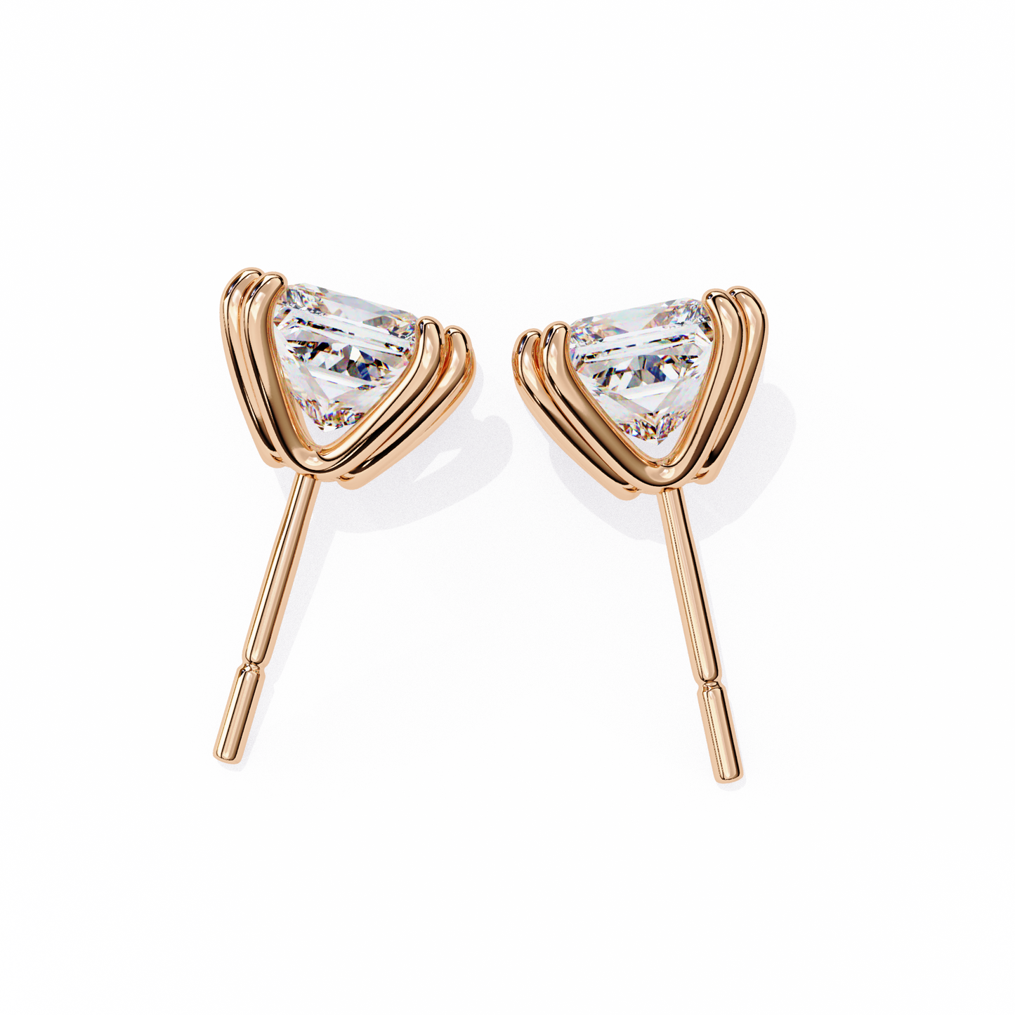 LGD Solitaire Ear Studs Princess Stone (2.4ct Pair) In 14K Gold