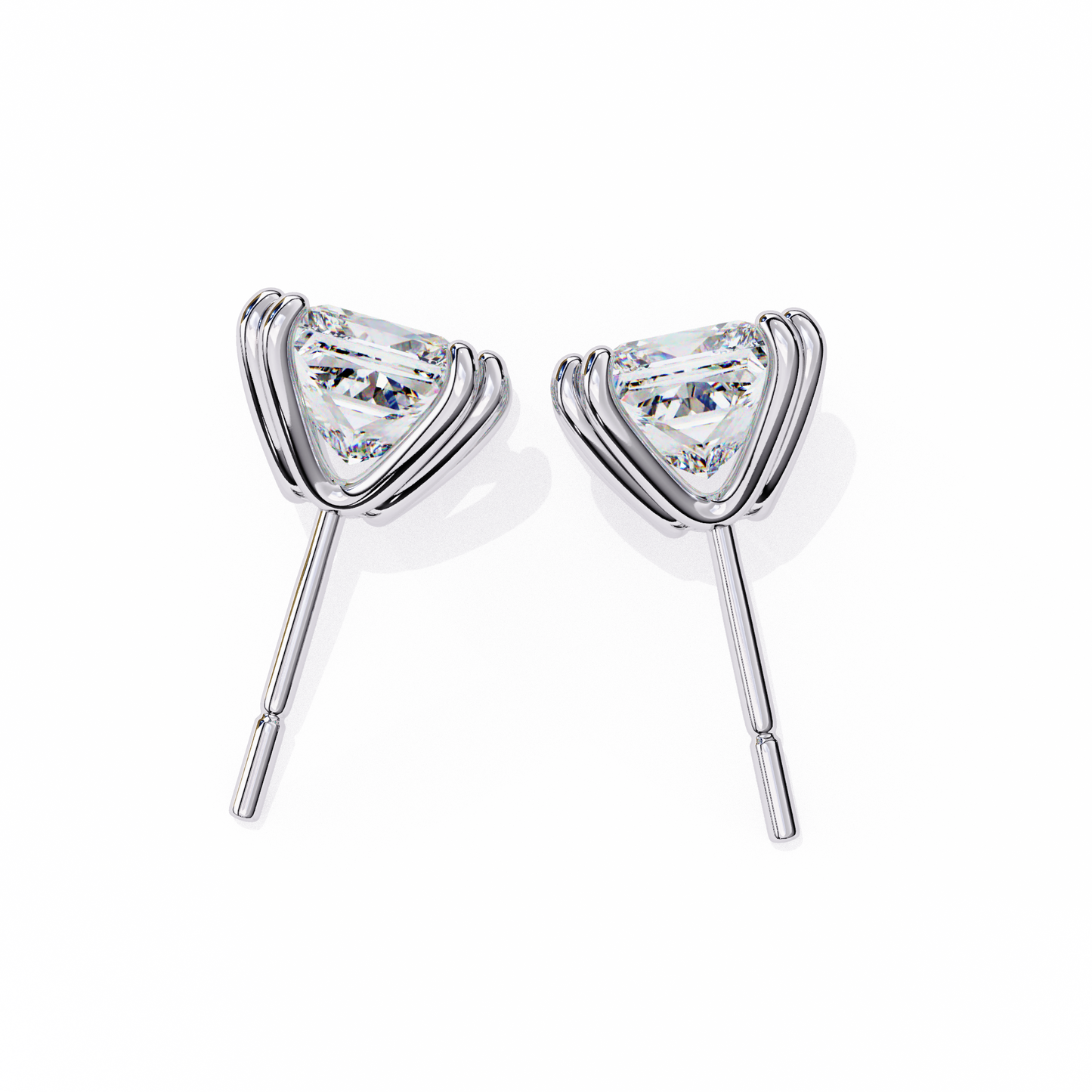 LGD Solitaire Ear Studs Princess Stone (2.4ct Pair) In 14K Gold