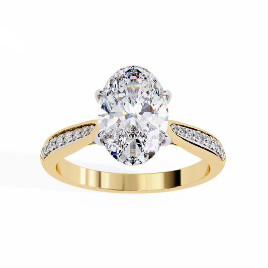 Lab Grown Diamond Ring Solitaire Oval Stone(2.04ct )In 14k Gold