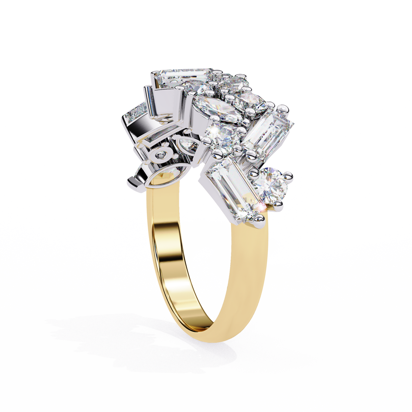 LGD Ring Round & Marquise Stone(1.63ct )In 14k Gold