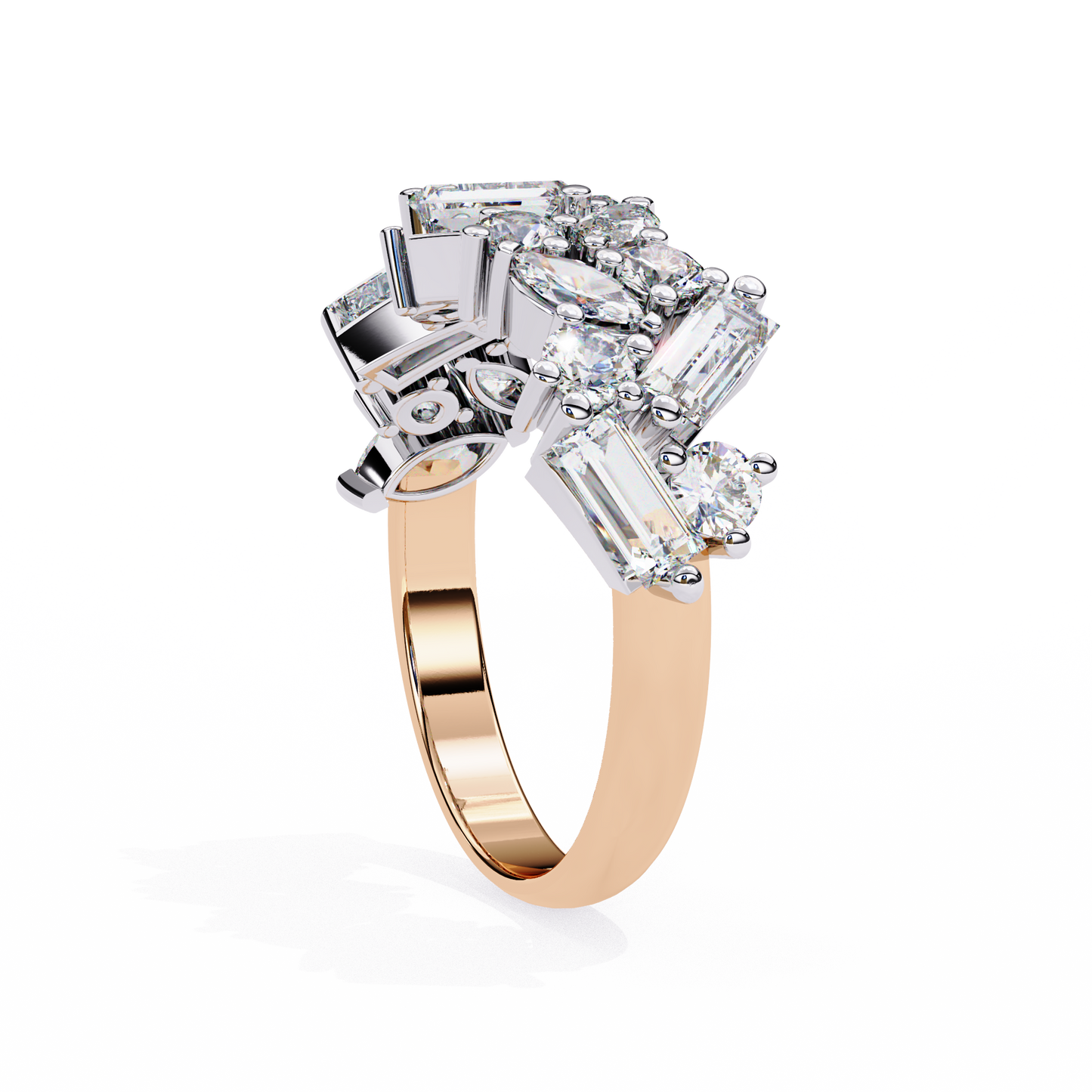 LGD Ring Round & Marquise Stone(1.63ct )In 14k Gold