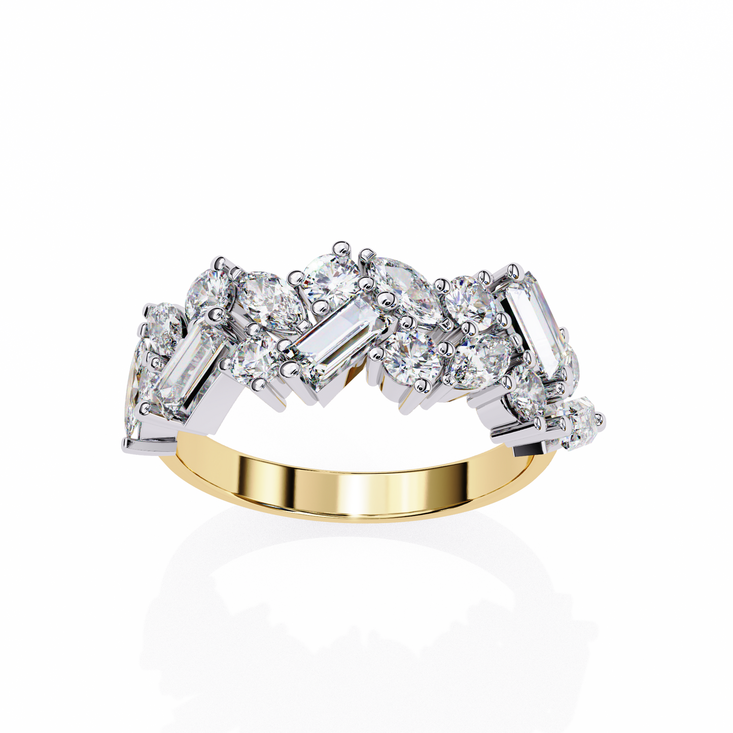 LGD Ring Round & Marquise Stone(1.63ct )In 14k Gold