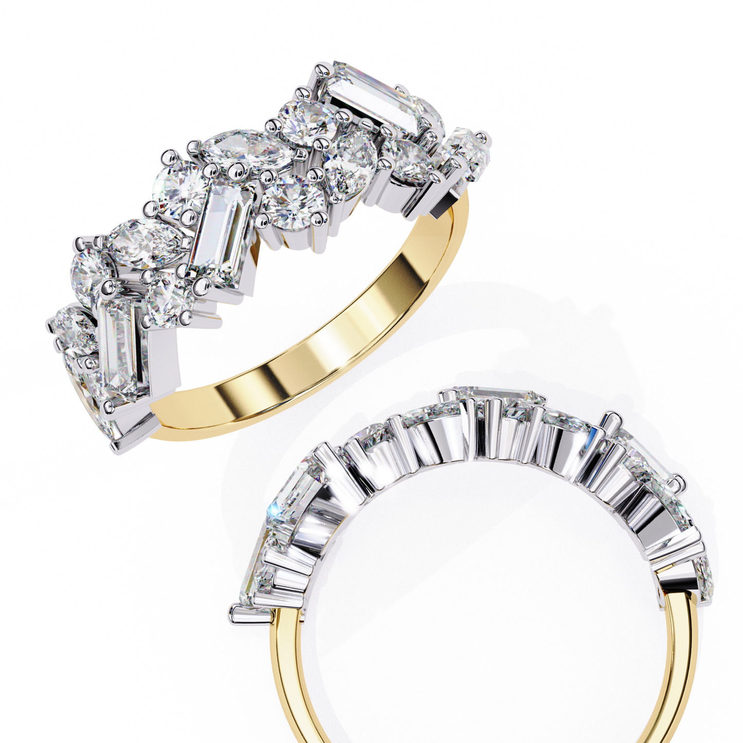 LGD Ring Round & Marquise Stone(1.63ct )In 14k Gold