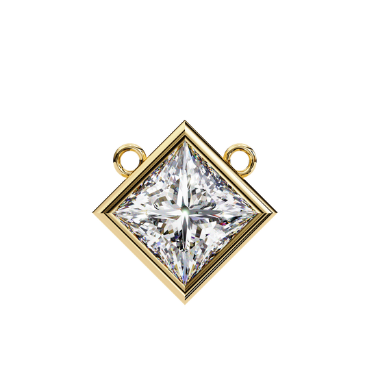 Lab Grown Solitaire Diamond Pendant Princess Stone (2.01ct Pair ) In 14K Gold Without Chain