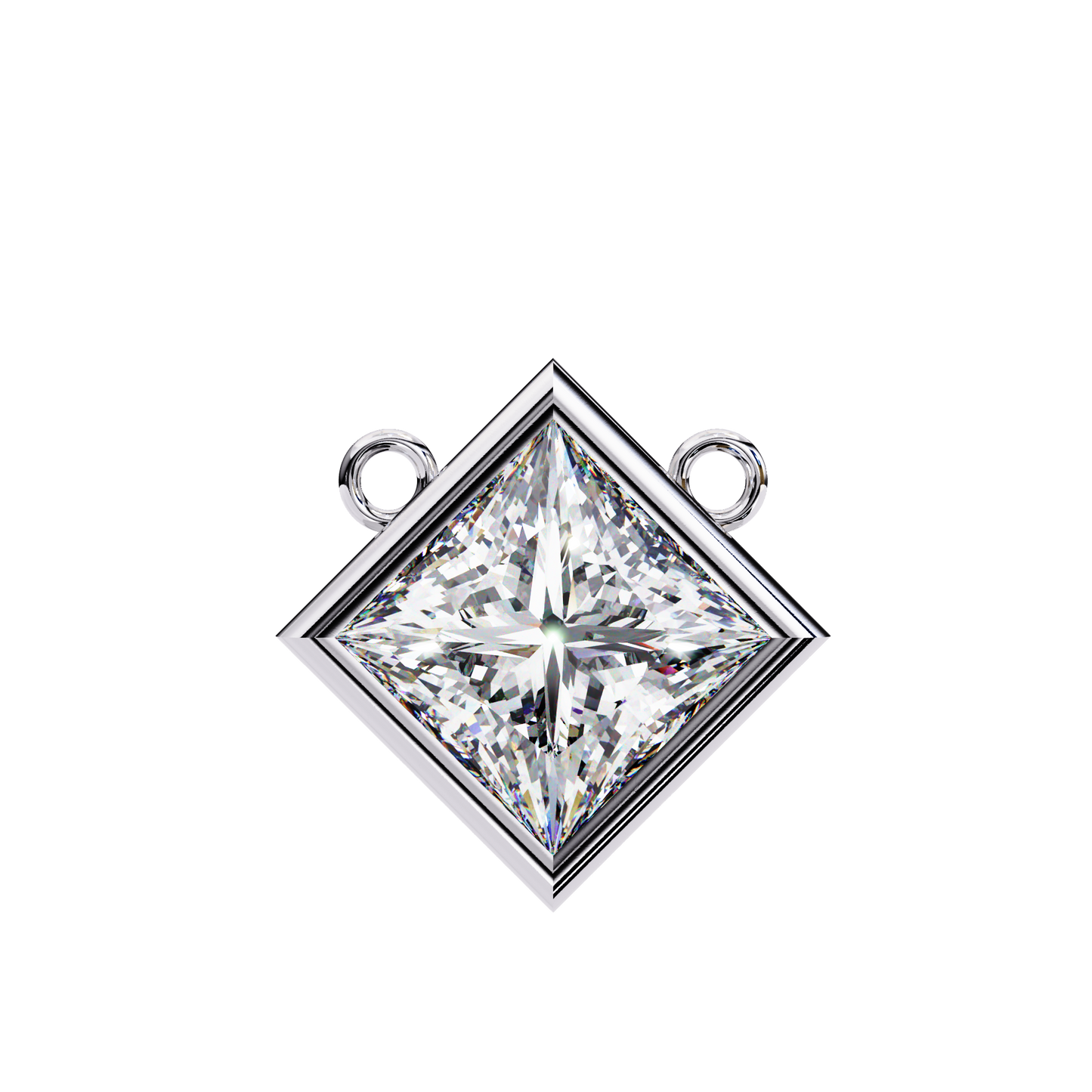 Lab Grown Solitaire Diamond Pendant Princess Stone (2.01ct Pair ) In 14K Gold Without Chain