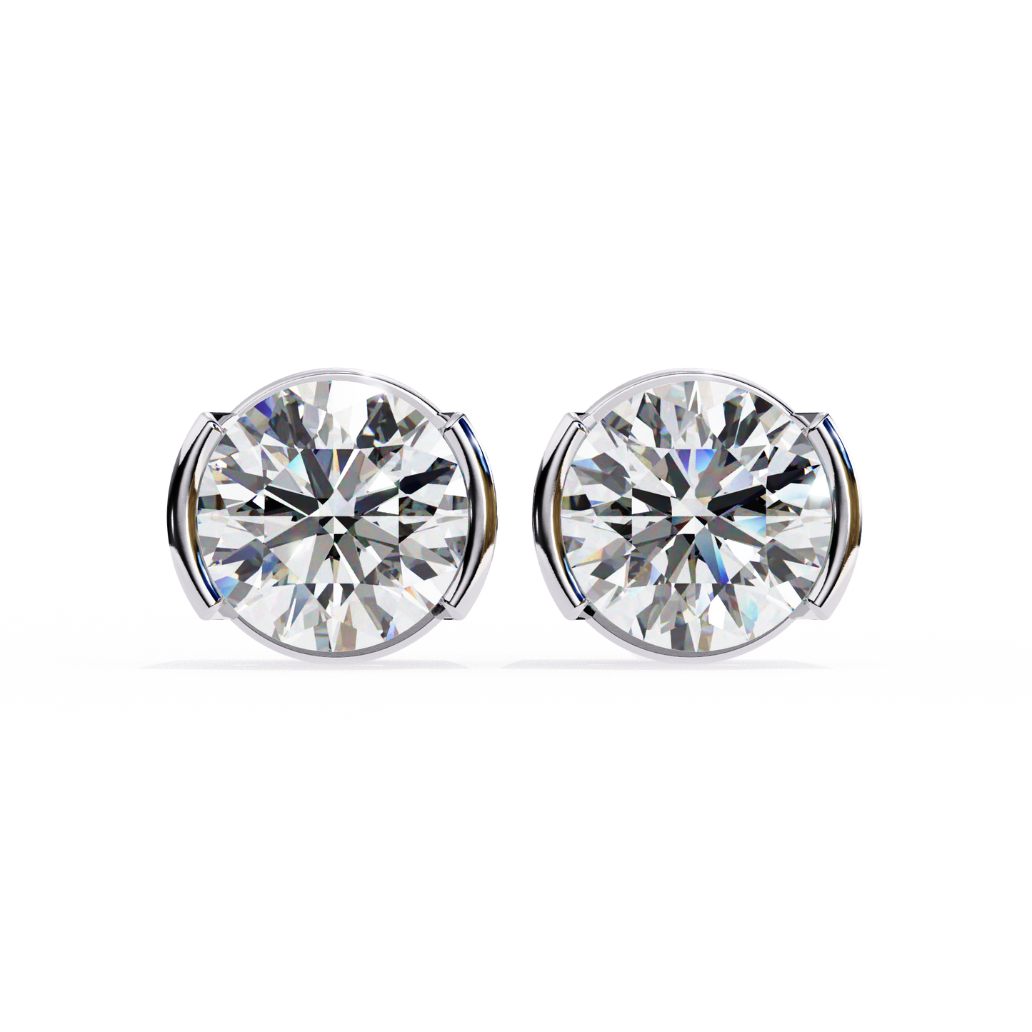 LGD Solitaire Ear Studs Round Stone (2.58ct Pair) In 14K Gold