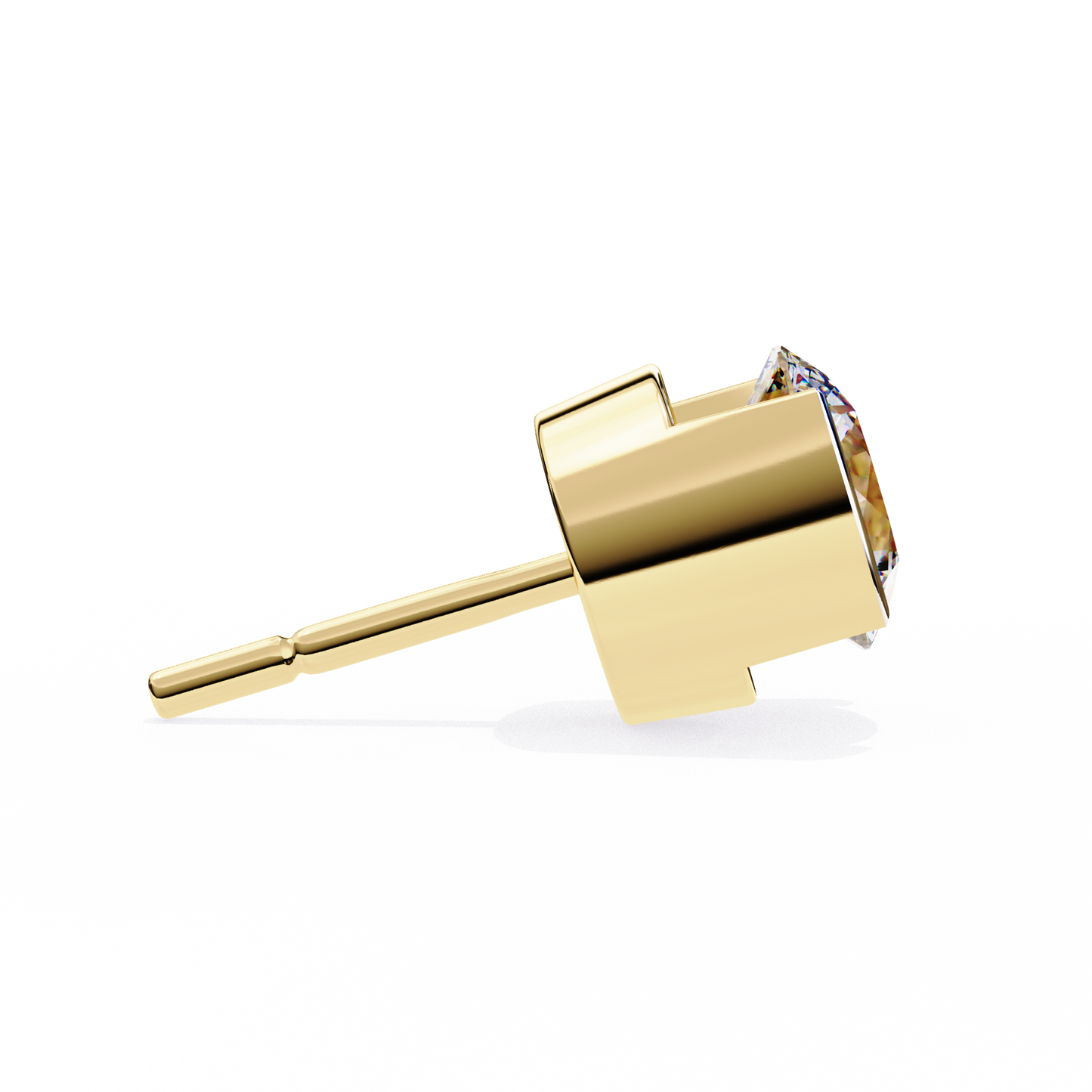 LGD Solitaire Ear Studs Round Stone (2.58ct Pair) In 14K Gold