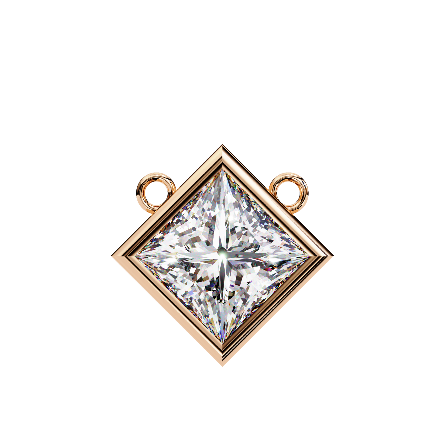 Lab Grown Solitaire Diamond Pendant Princess Stone (2.01ct Pair ) In 14K Gold Without Chain