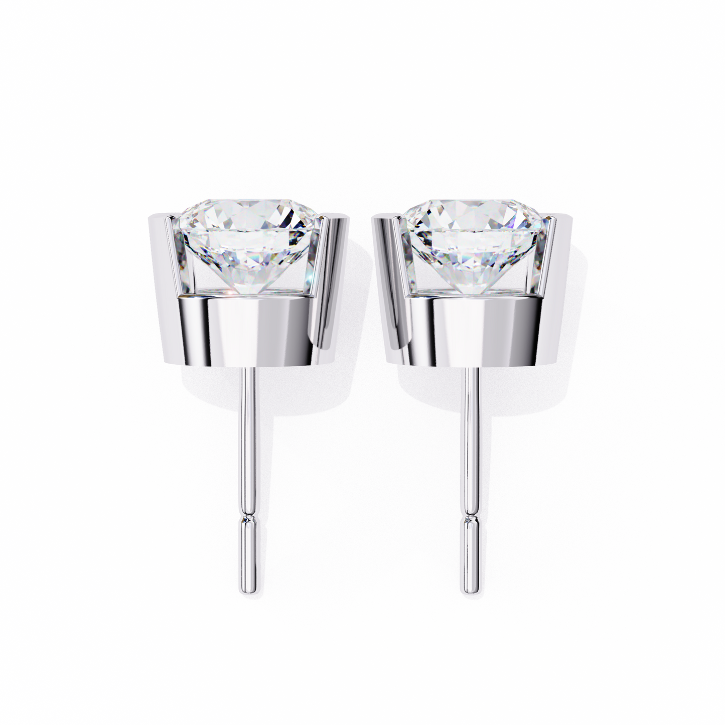 LGD Solitaire Ear Studs Round Stone (2.58ct Pair) In 14K Gold
