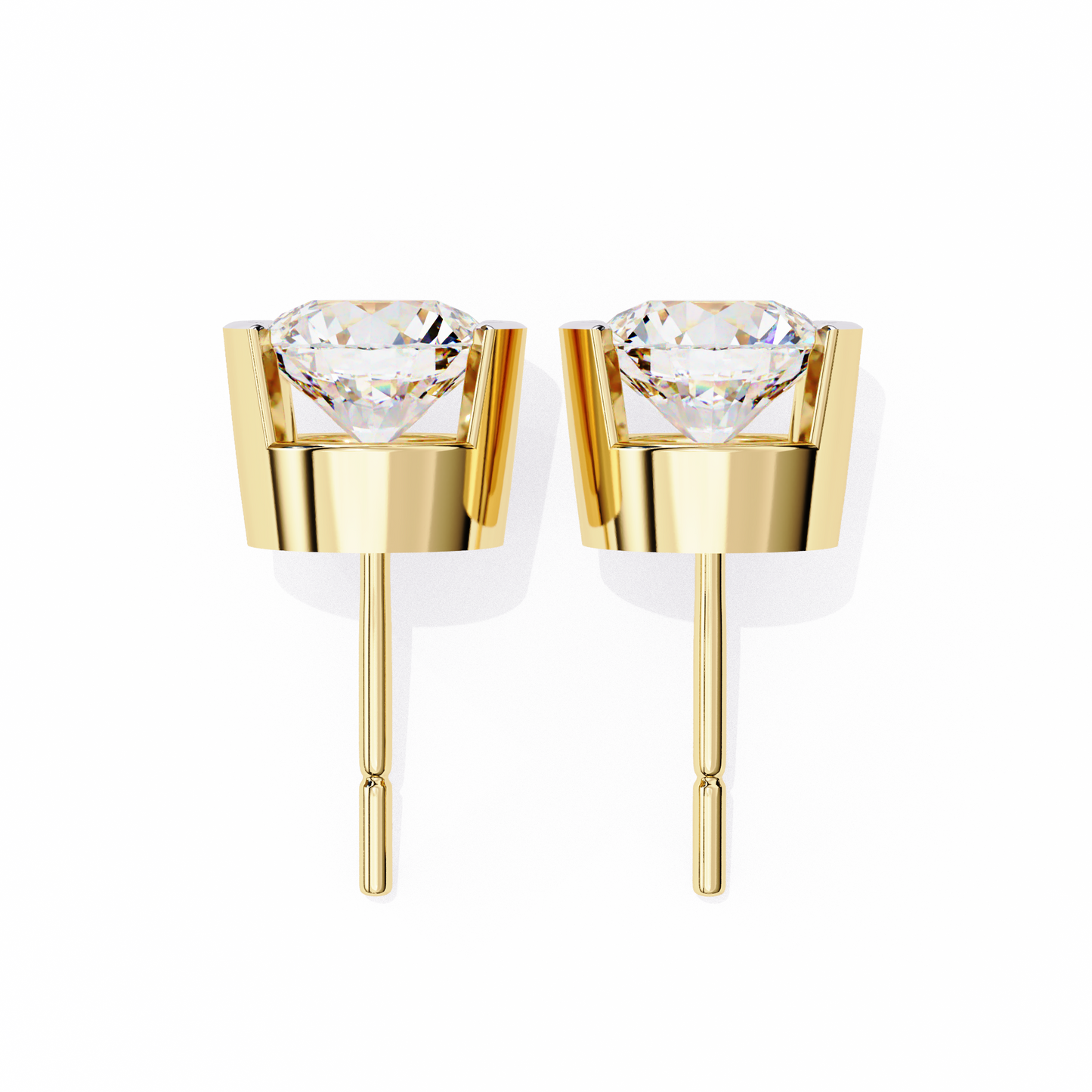 LGD Solitaire Ear Studs Round Stone (2.58ct Pair) In 14K Gold