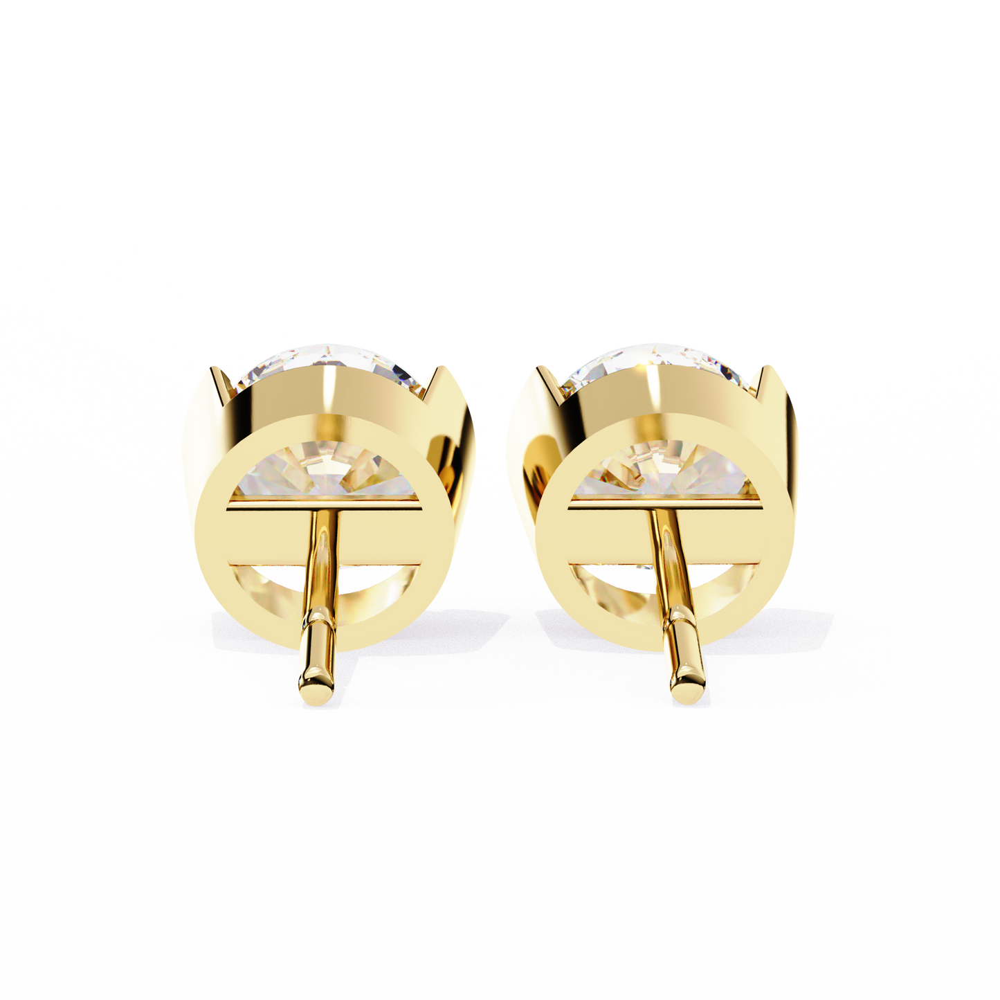 LGD Solitaire Ear Studs Round Stone (2.58ct Pair) In 14K Gold