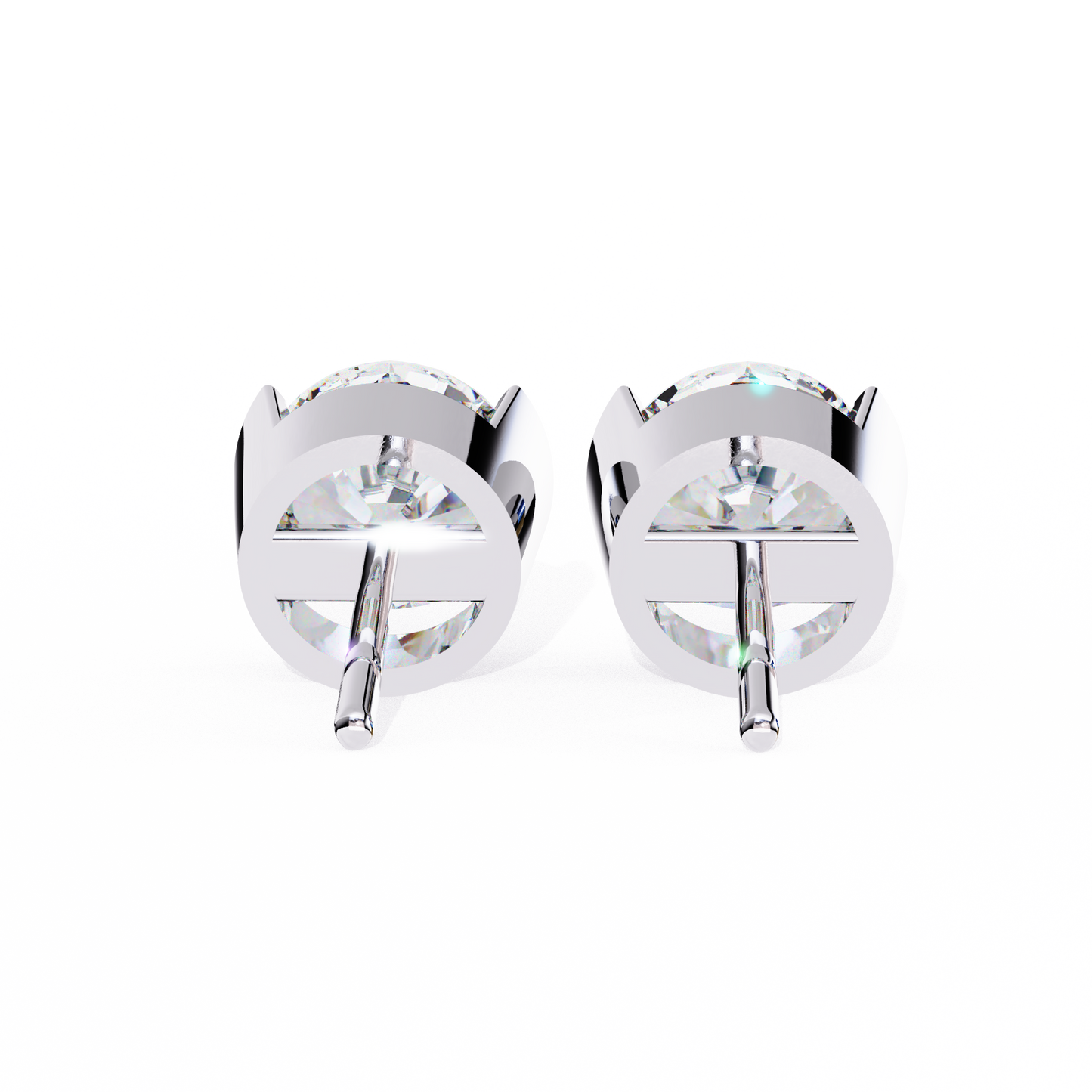 LGD Solitaire Ear Studs Round Stone (2.58ct Pair) In 14K Gold