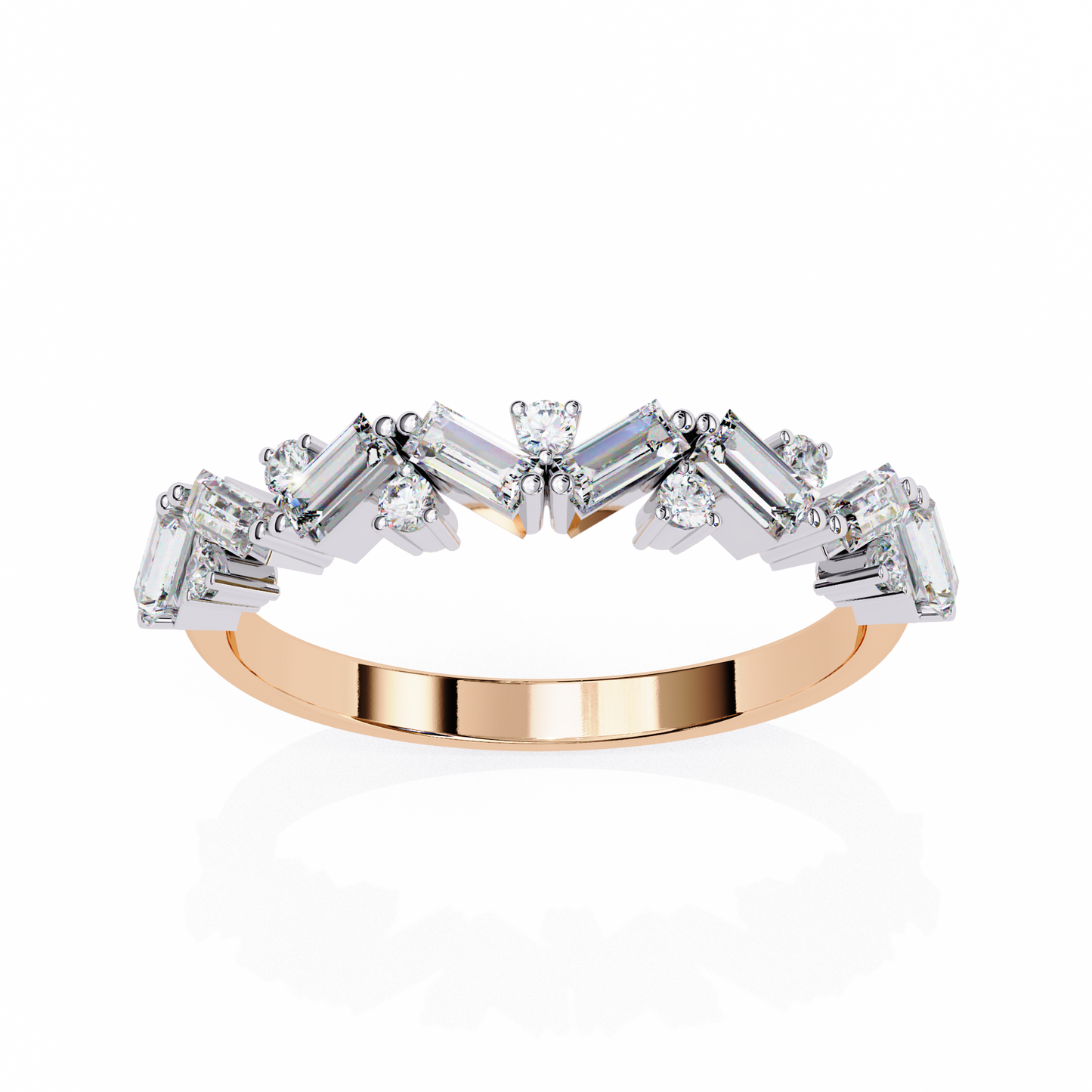 LGD Ring Round & Baguette Stone (0.54ct) In 14K Gold