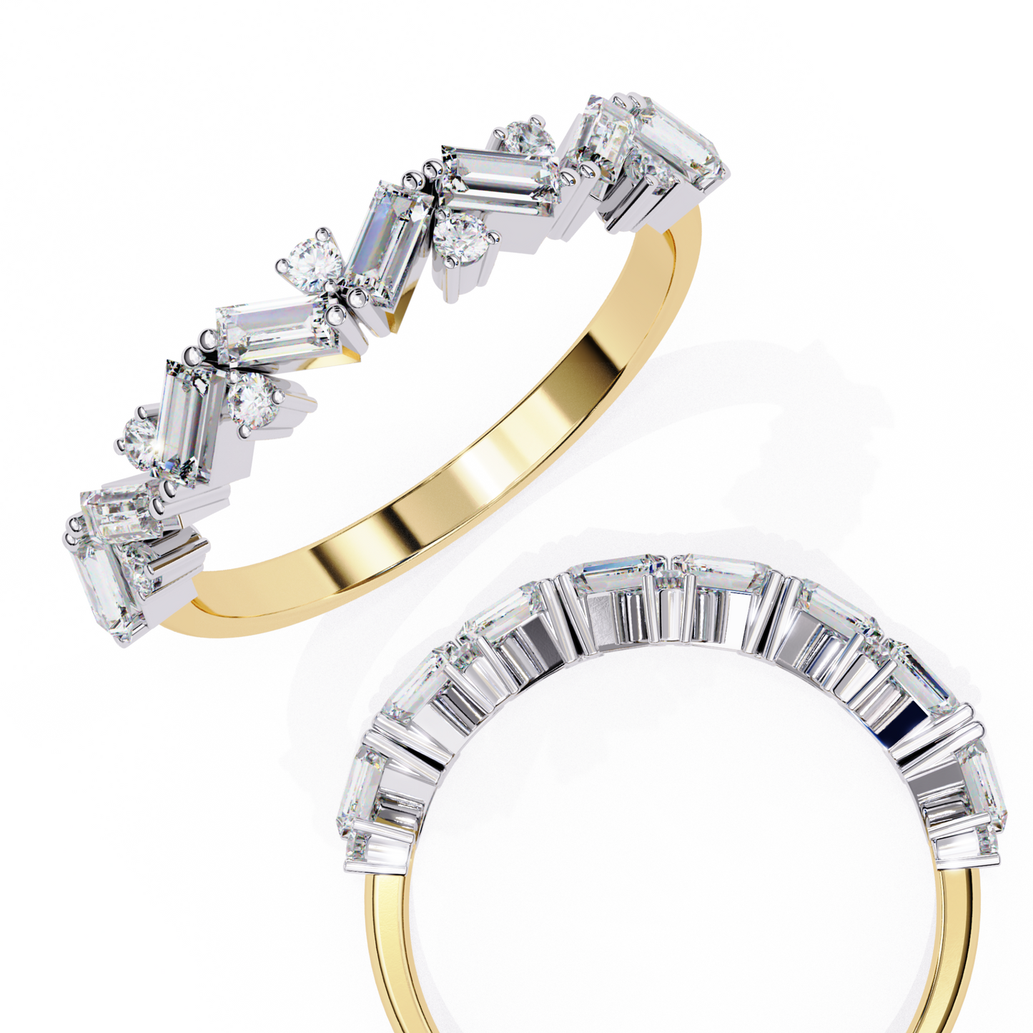 LGD Ring Round & Baguette Stone (0.54ct) In 14K Gold