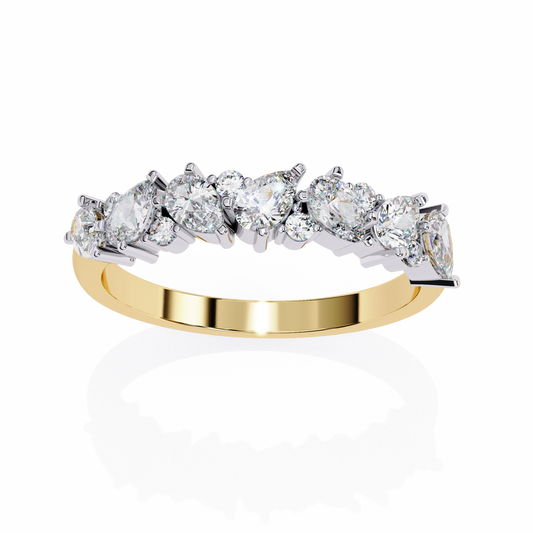 Lab Grown Diamond Ring Pear & Round Stone (0.73ct) In 14K Gold