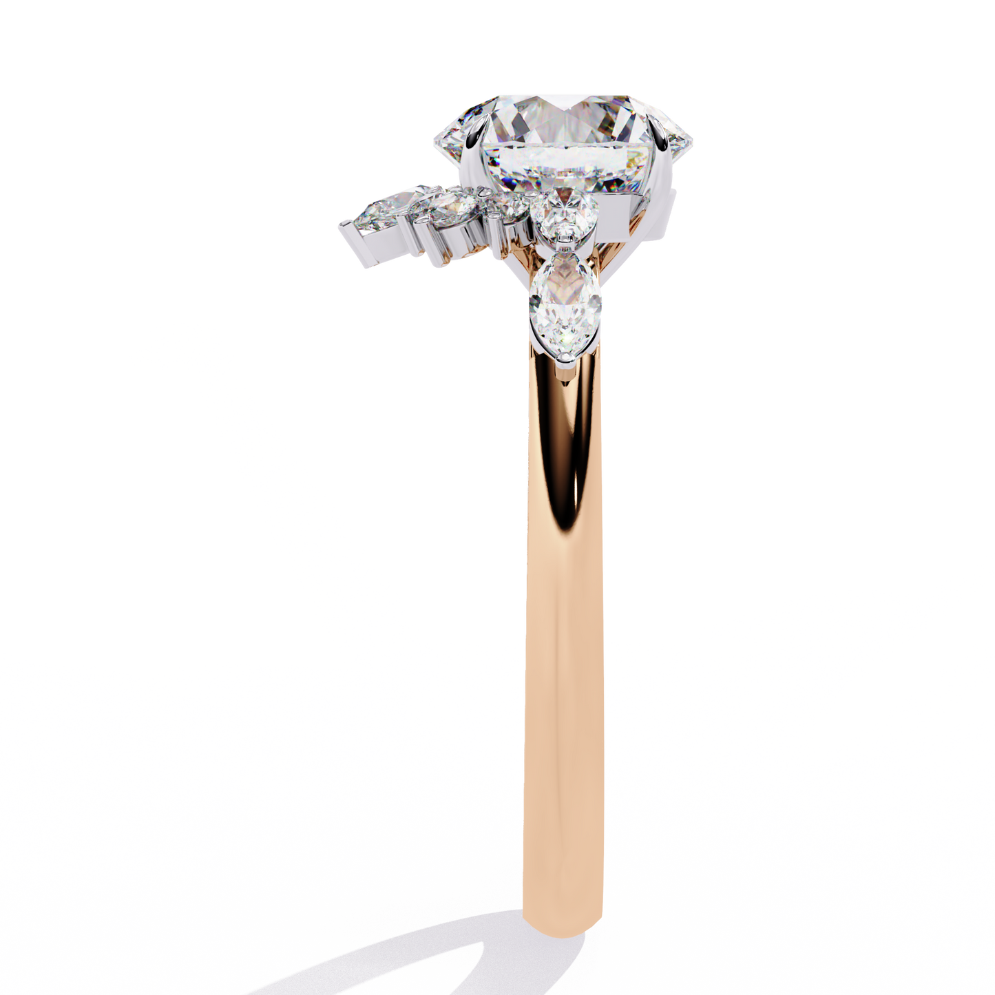 LGD Solitaire Ring Round Stone (3.57ct) In 14K Gold