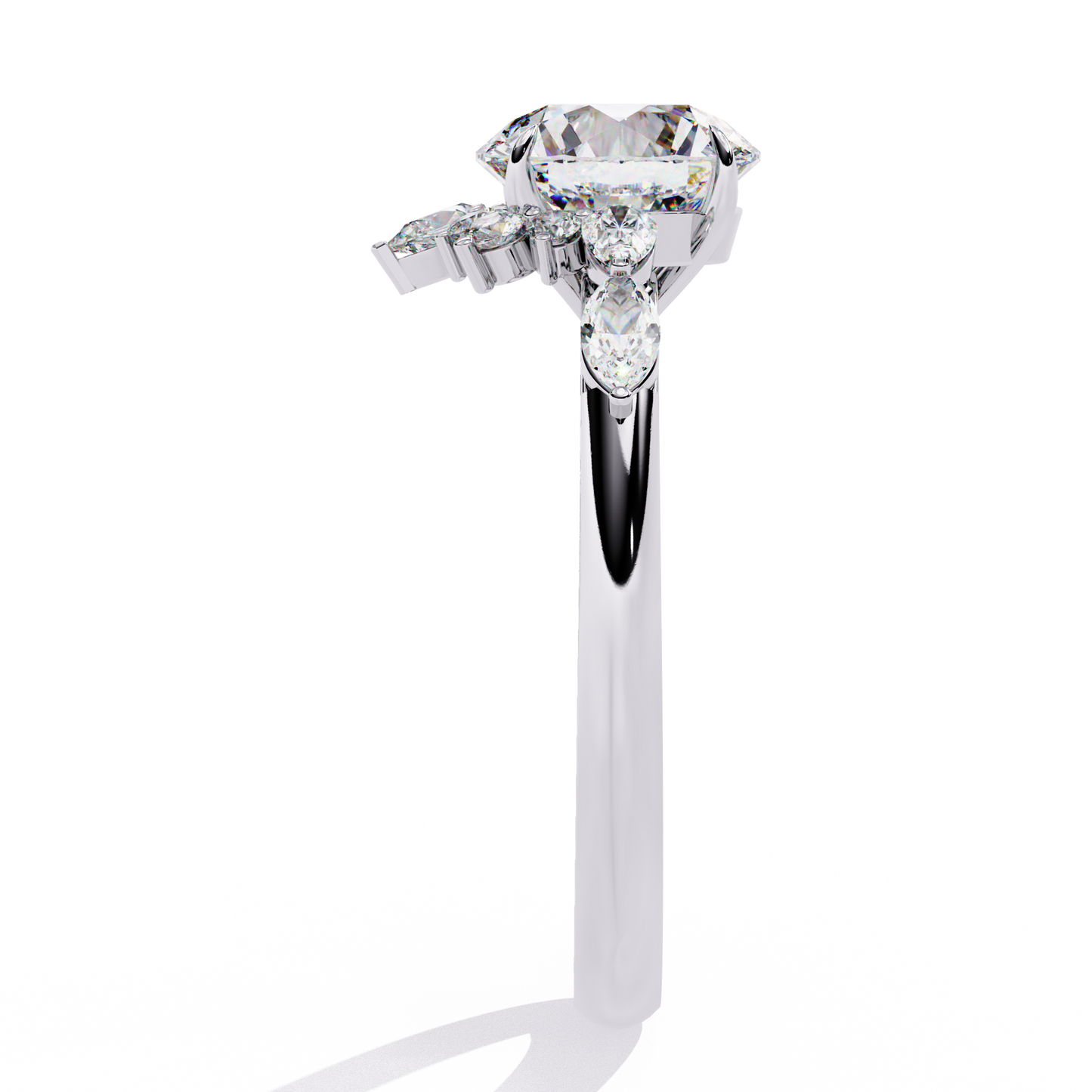 LGD Solitaire Ring Round Stone (3.57ct) In 14K Gold