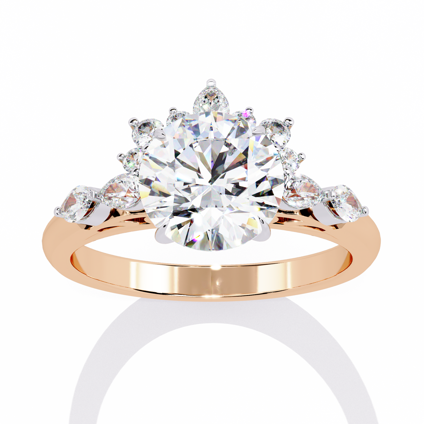 LGD Solitaire Ring Round Stone (3.57ct) In 14K Gold