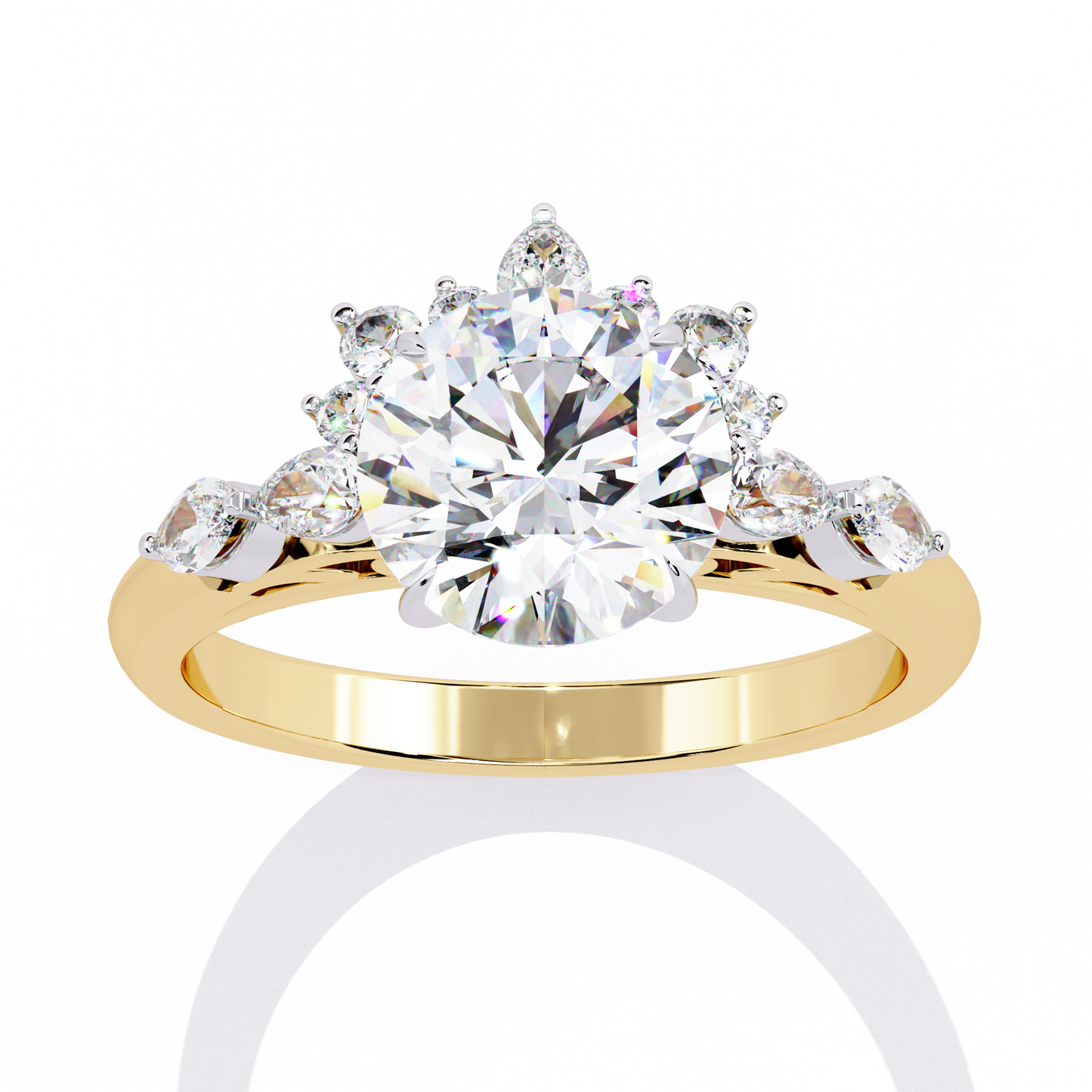 LGD Solitaire Ring Round Stone (3.57ct) In 14K Gold