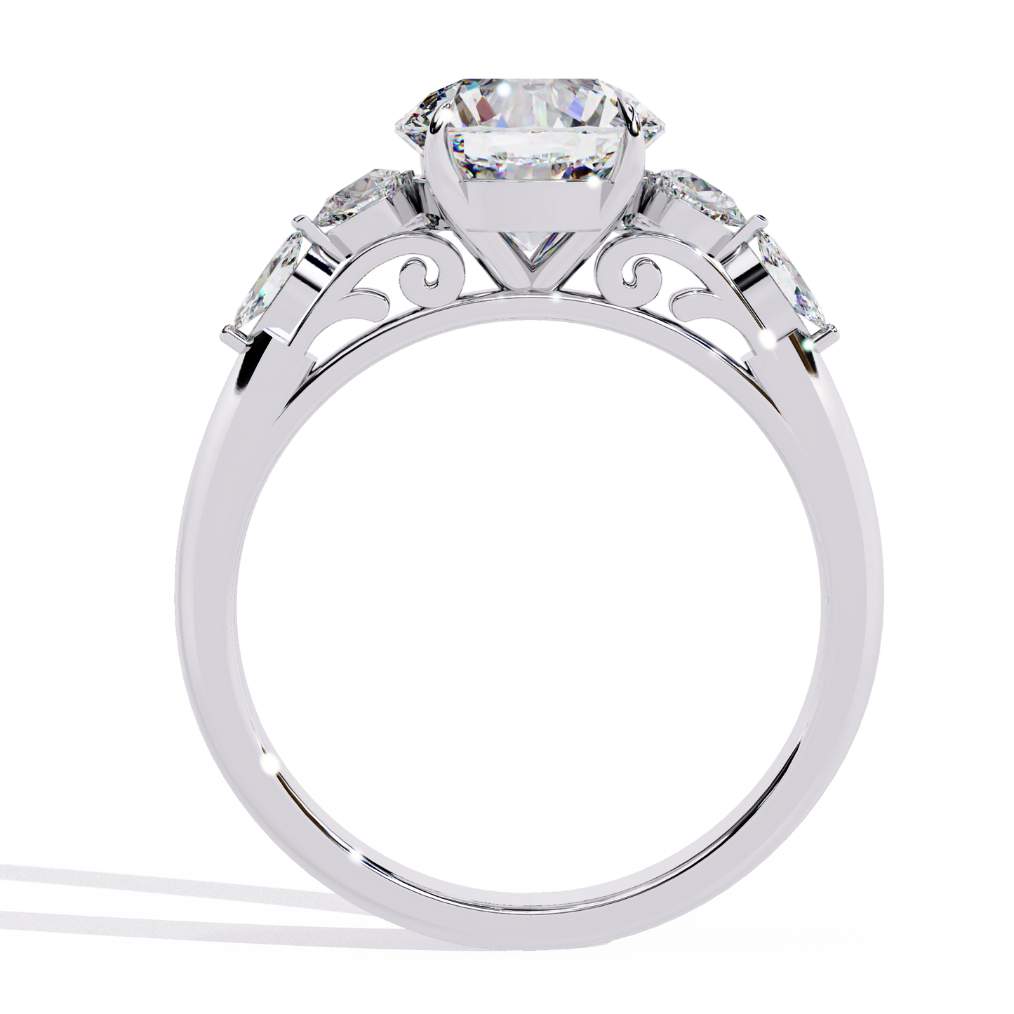 LGD Solitaire Ring Round Stone (3.57ct) In 14K Gold