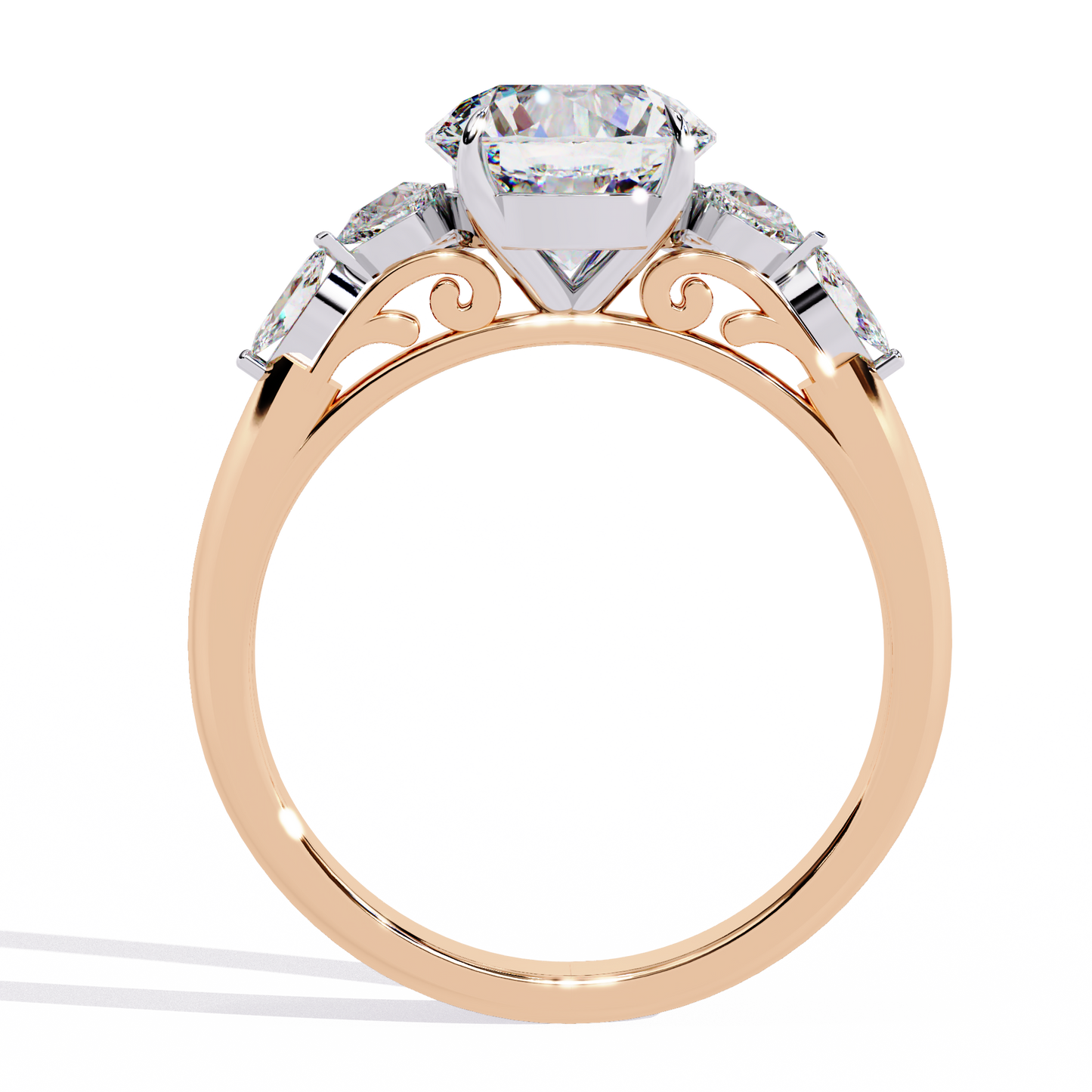 LGD Solitaire Ring Round Stone (3.57ct) In 14K Gold