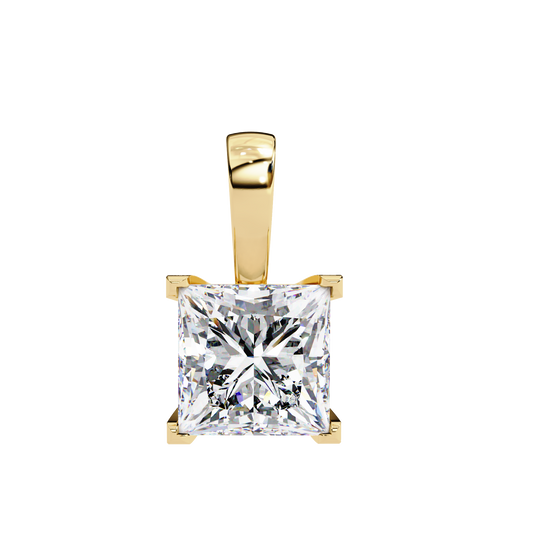 LGD Solitaire Pendant Princess Stone (2.62ct) In 14K Gold Without Chain