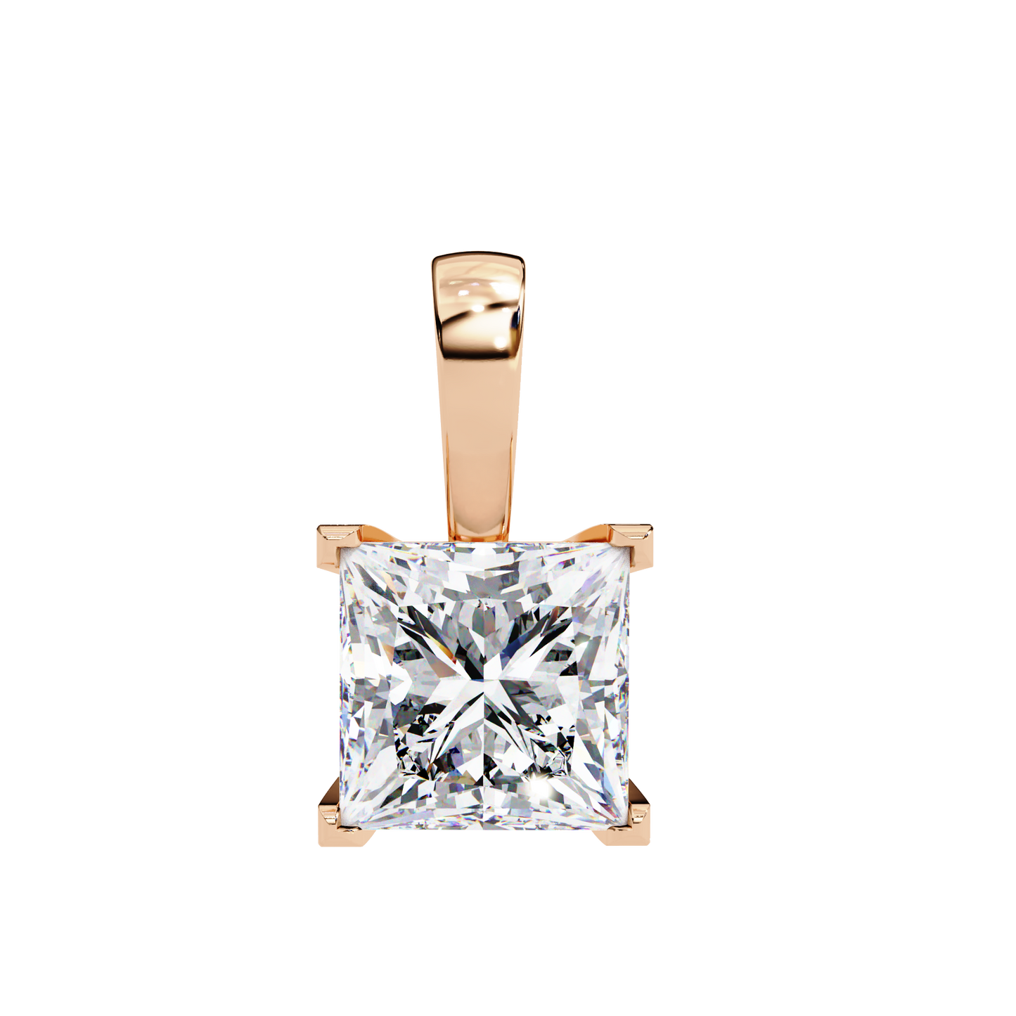 LGD Solitaire Pendant Princess Stone (2.62ct) In 14K Gold Without Chain