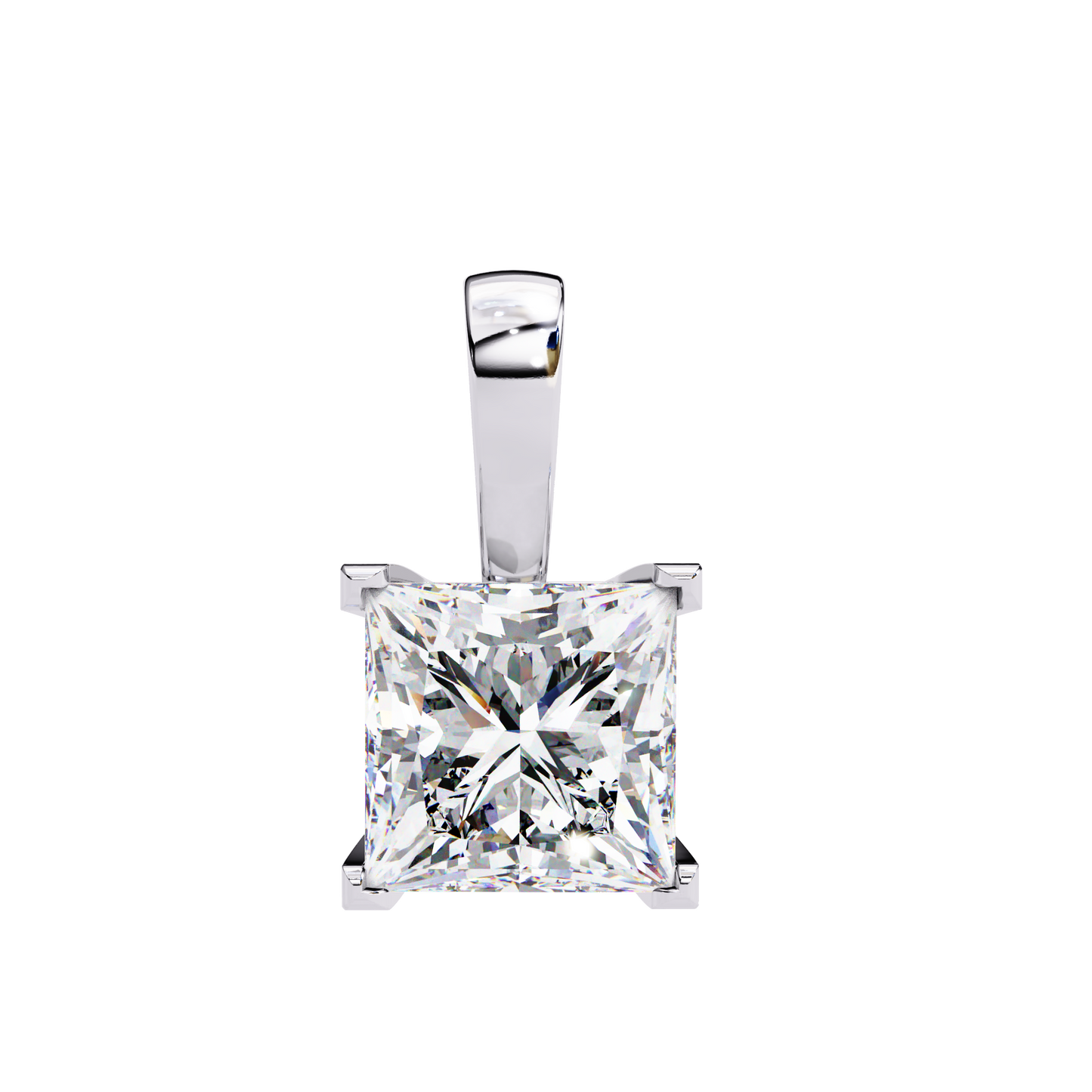LGD Solitaire Pendant Princess Stone (2.62ct) In 14K Gold Without Chain