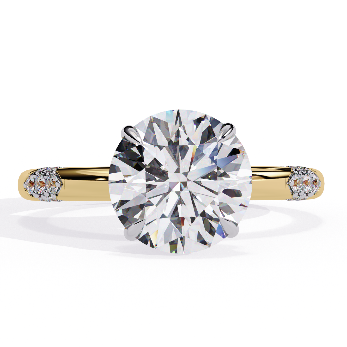 LGD Solitaire Ring Round Stone (2.96ct) In 14K Gold
