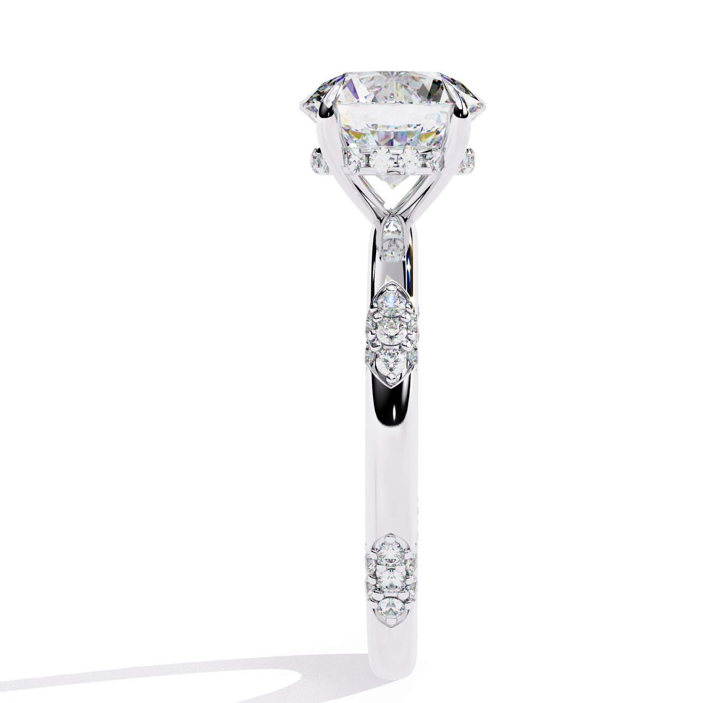 LGD Solitaire Ring Round Stone (2.96ct) In 14K Gold