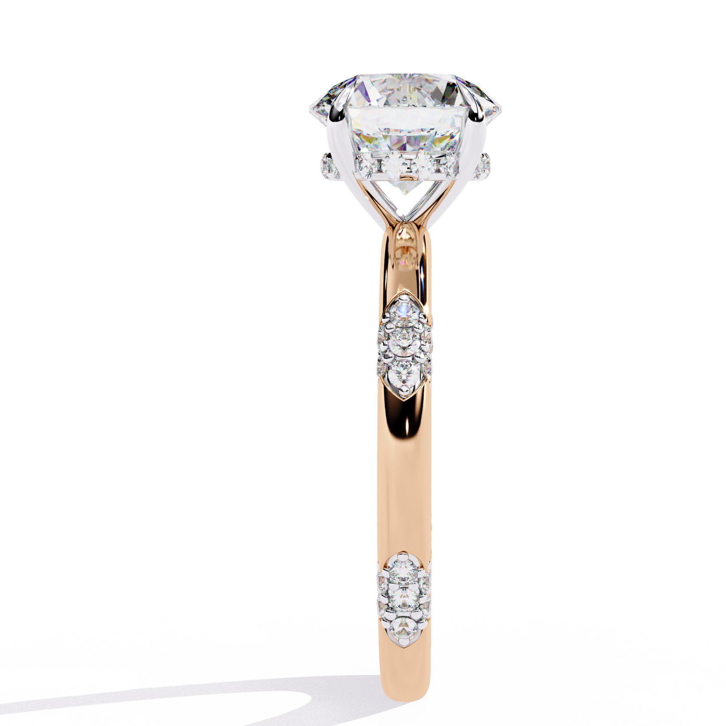 LGD Solitaire Ring Round Stone (2.96ct) In 14K Gold