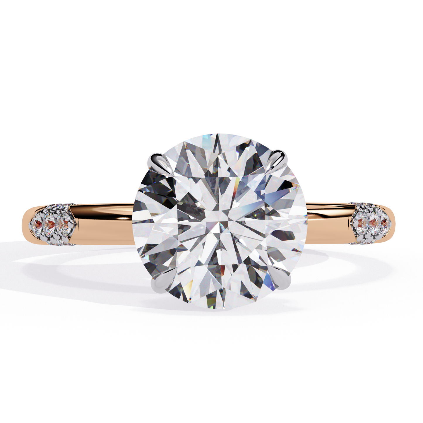 LGD Solitaire Ring Round Stone (2.96ct) In 14K Gold